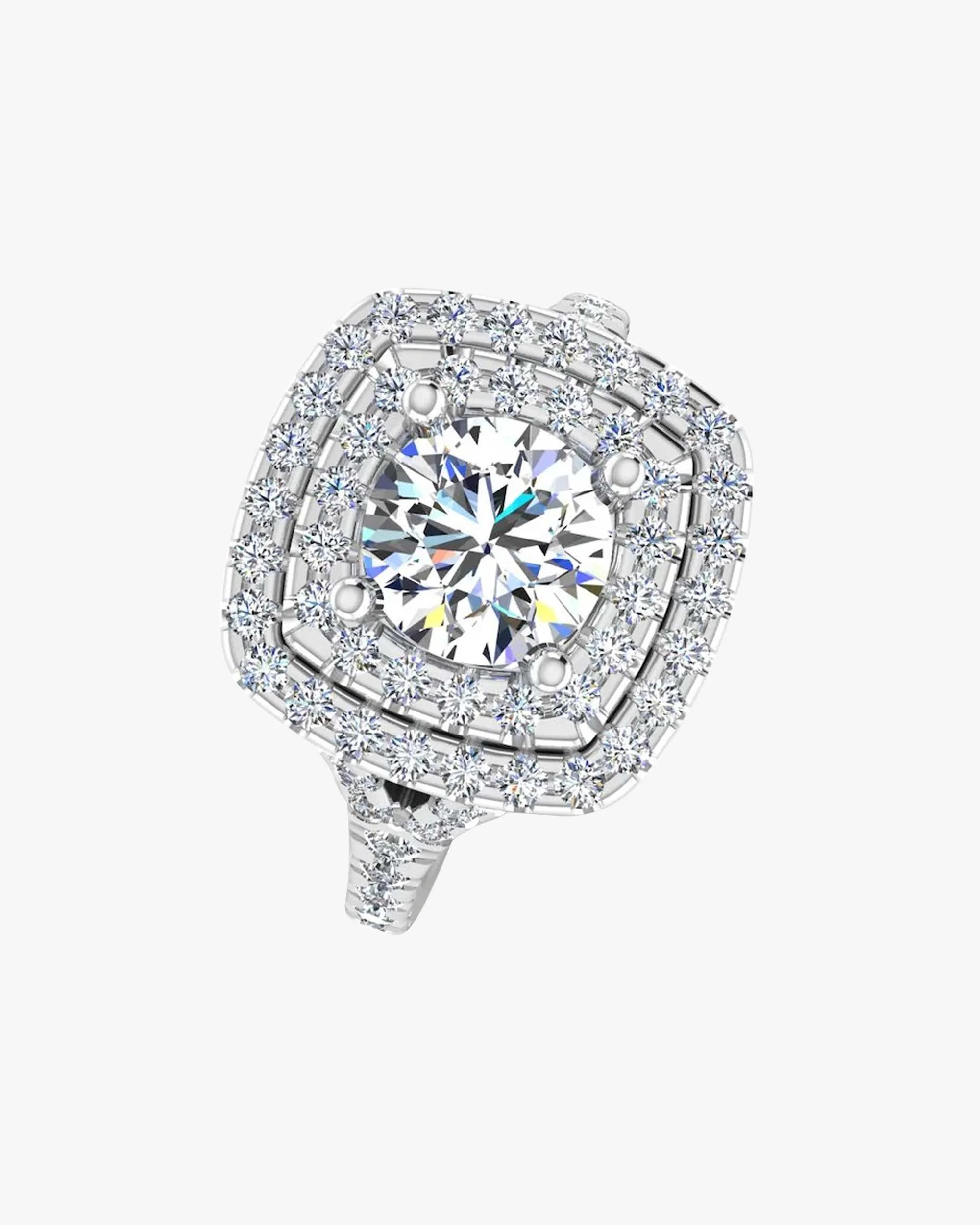 Round Brilliant Double Halo Moissanite Engagement Ring - Image 4