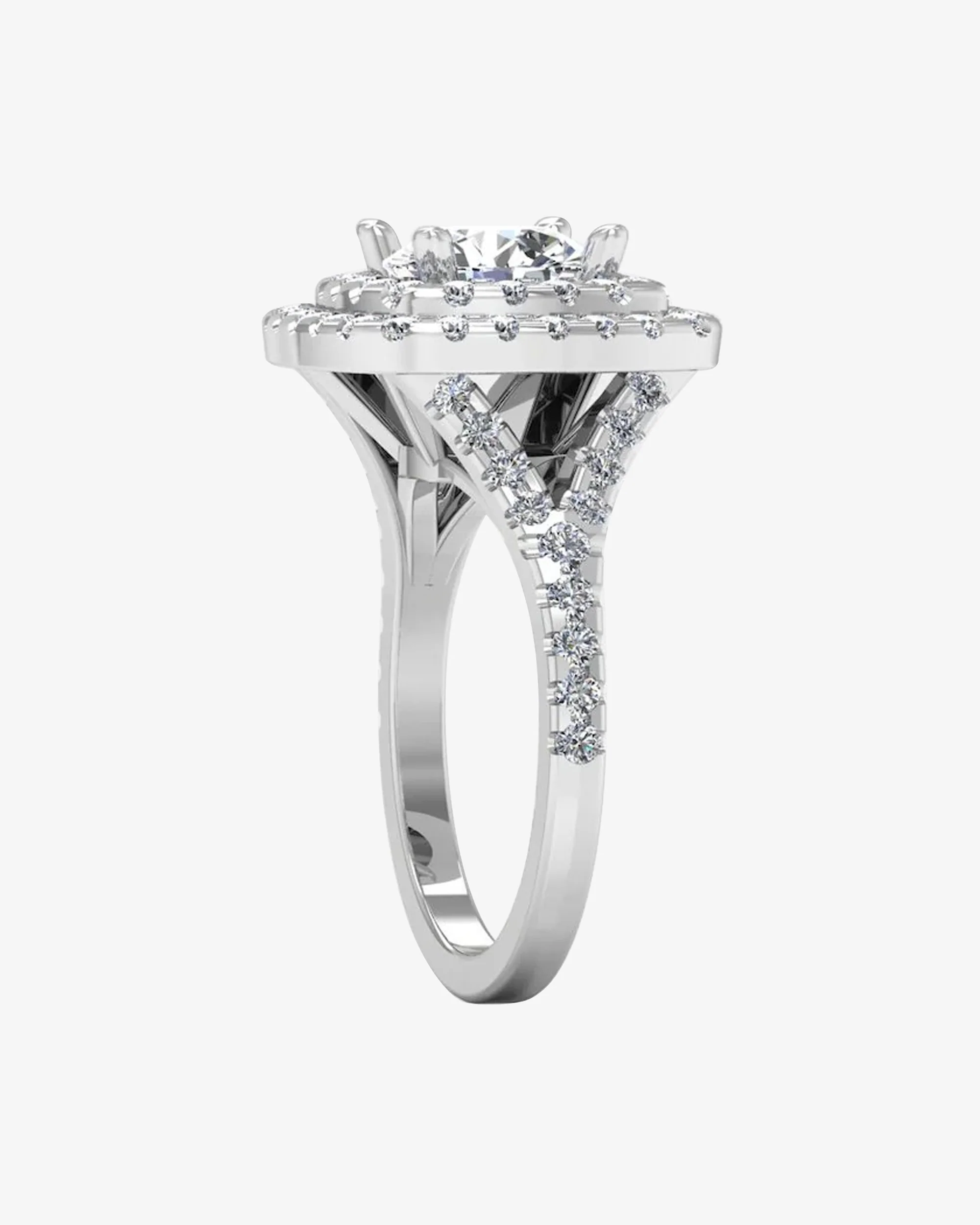 Round Brilliant Double Halo Moissanite Engagement Ring - Image 5