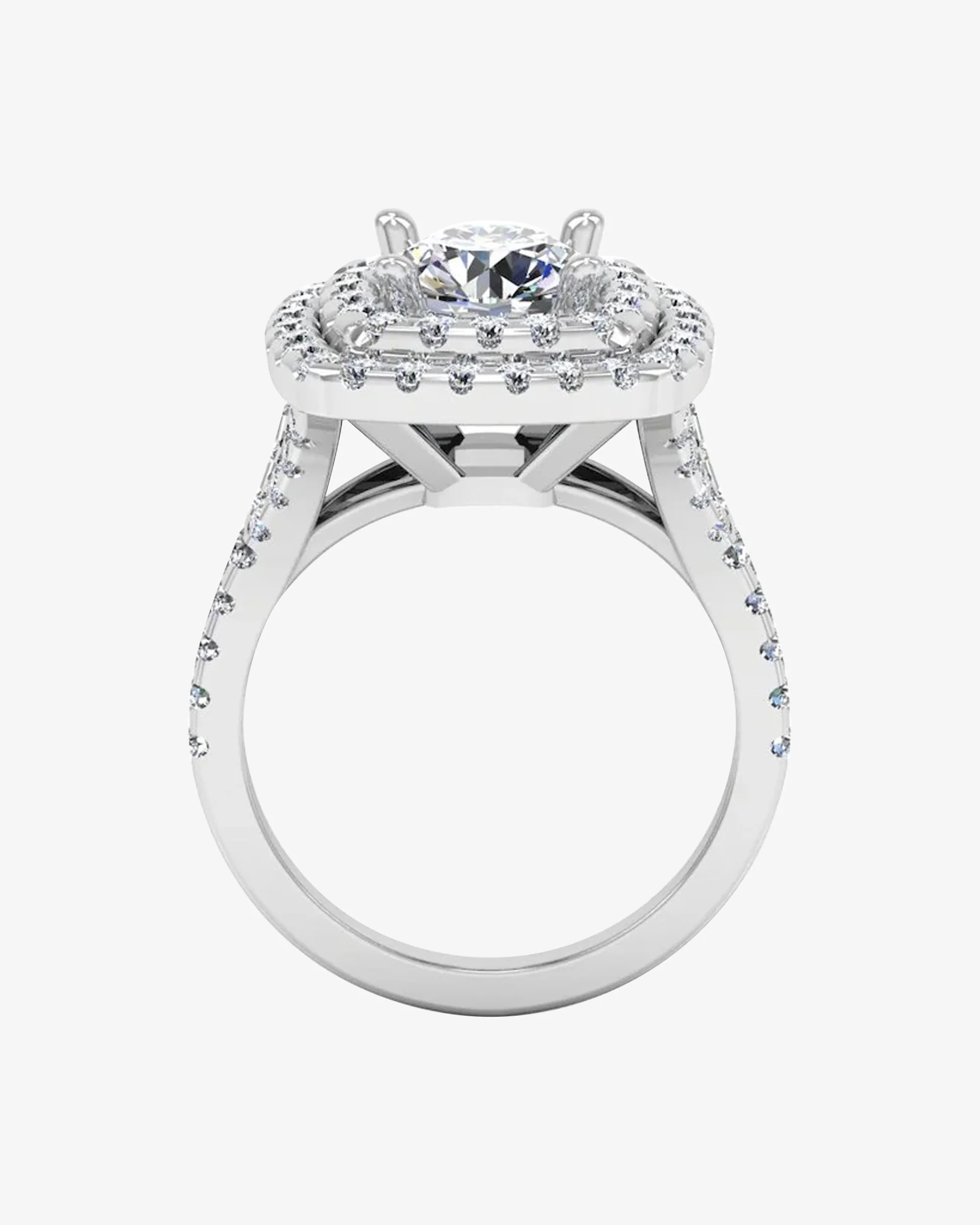 Round Brilliant Double Halo Moissanite Engagement Ring - Image 6