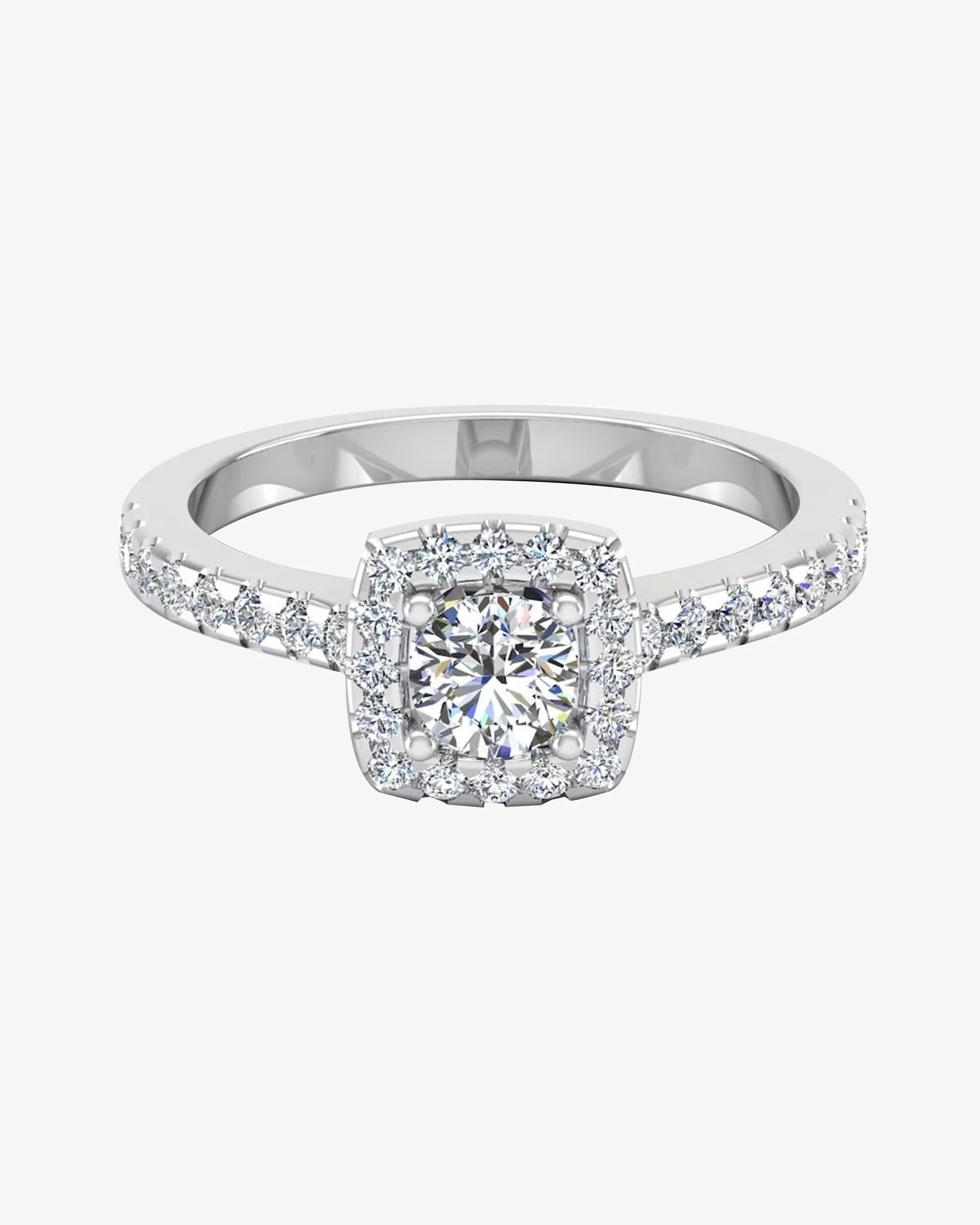 Round Brilliant Rectangle Halo Moissanite Engagement Ring - Image 2
