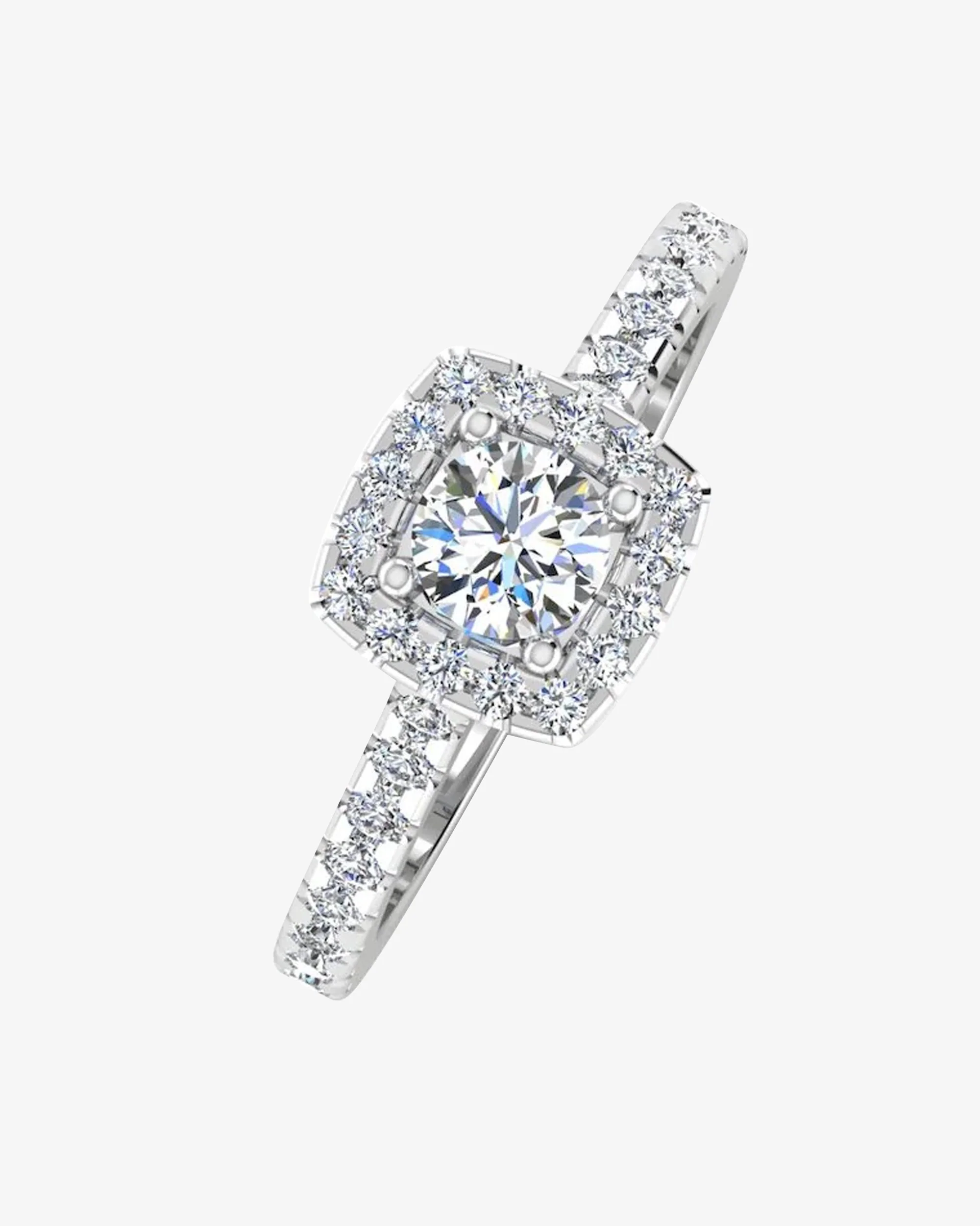 Round Brilliant Rectangle Halo Moissanite Engagement Ring - Image 4