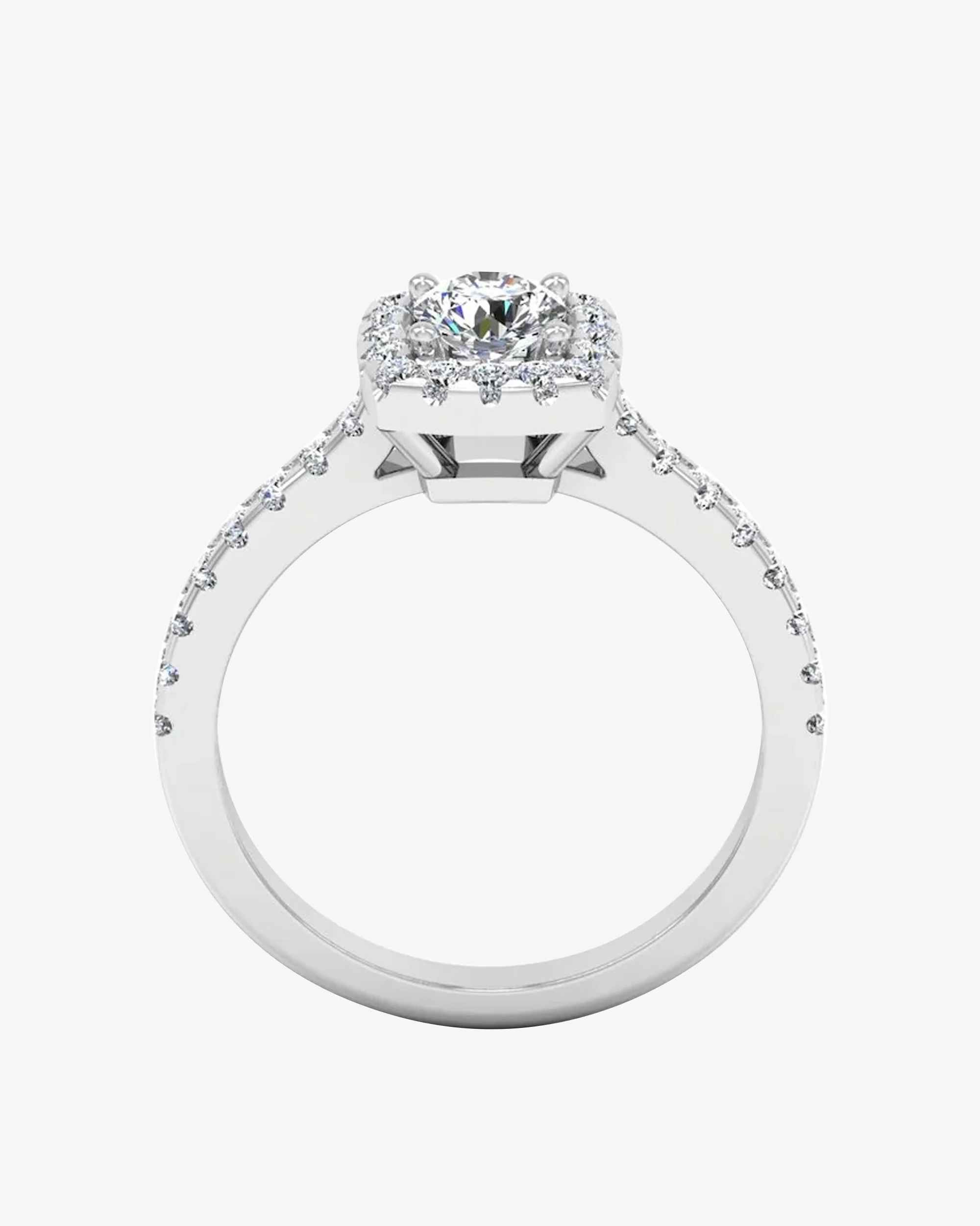 Round Brilliant Rectangle Halo Moissanite Engagement Ring - Image 5
