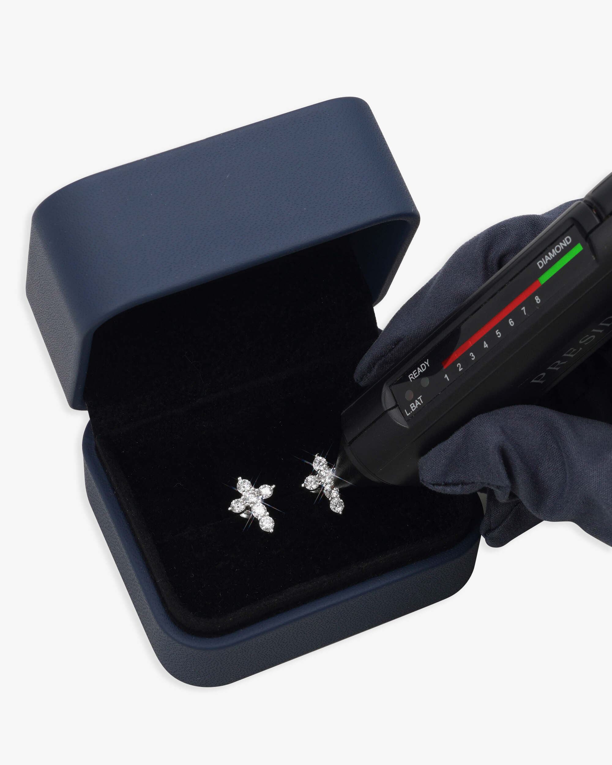 Round Cut Moissanite Cross Earrings 14K Gold - Image 3