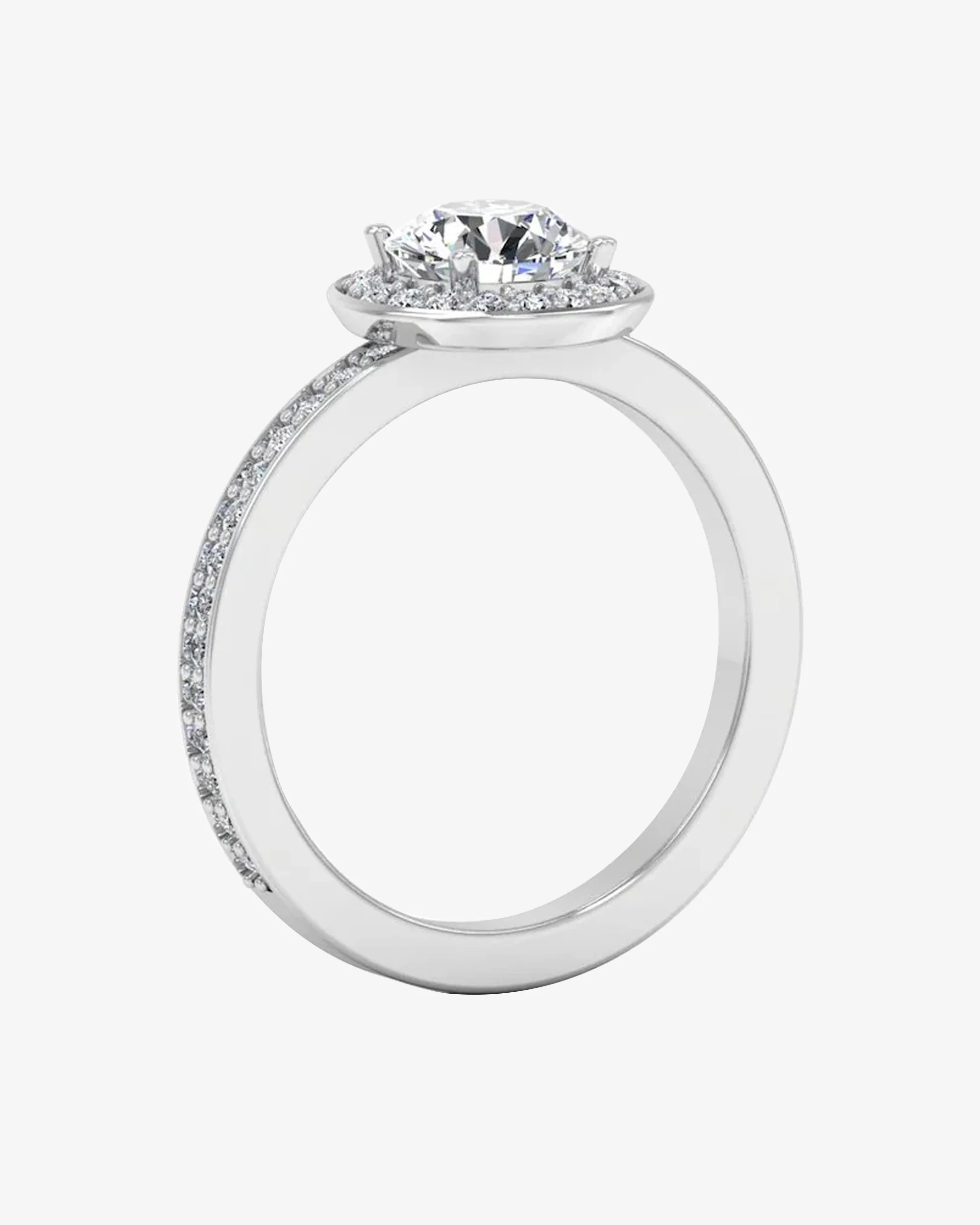 Round Halo Channel Set Moissanite Engagement Ring - Image 3
