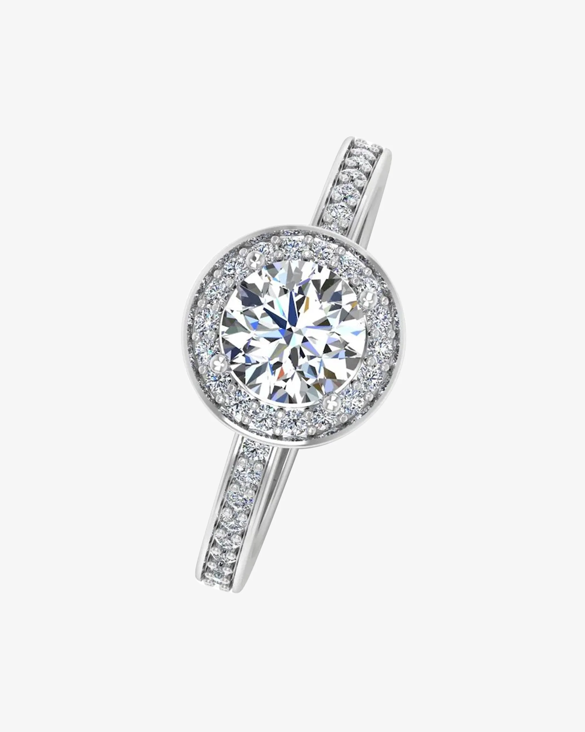 Round Halo Channel Set Moissanite Engagement Ring - Image 4
