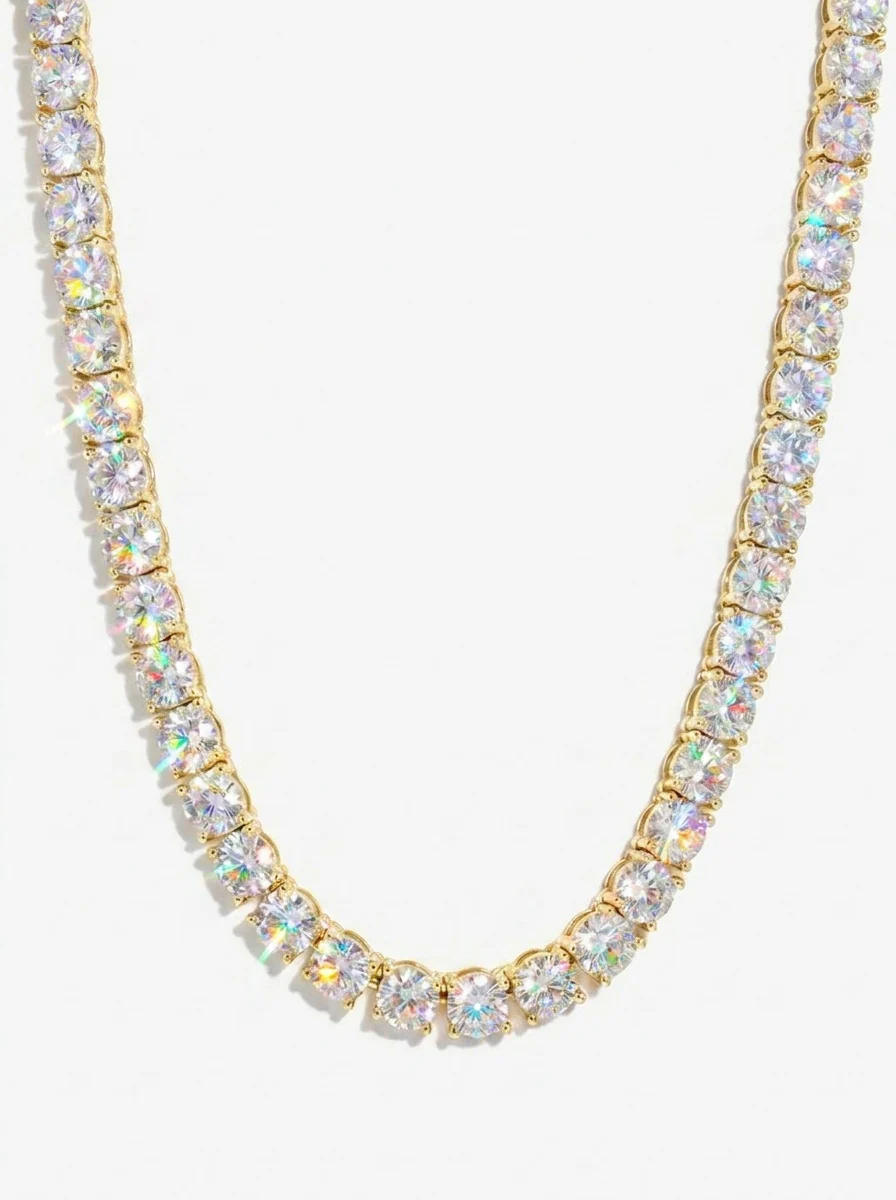 S925 Silver Moissanite Tennis Chain 14K Gold (ALL SIZES) - Image 29