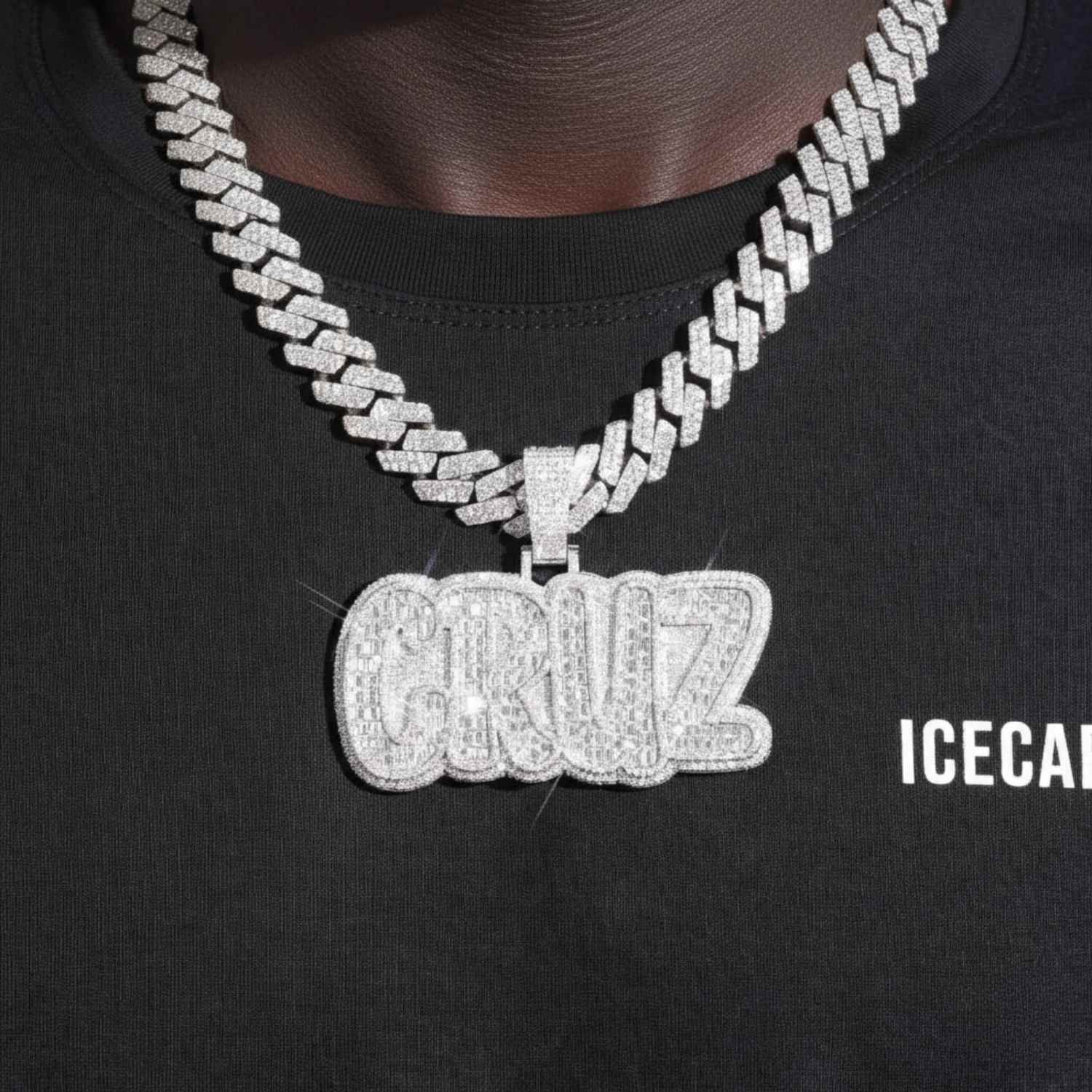 "SANTA CRUZ" Custom Moissanite Name Pendant 14K Gold - Image 2
