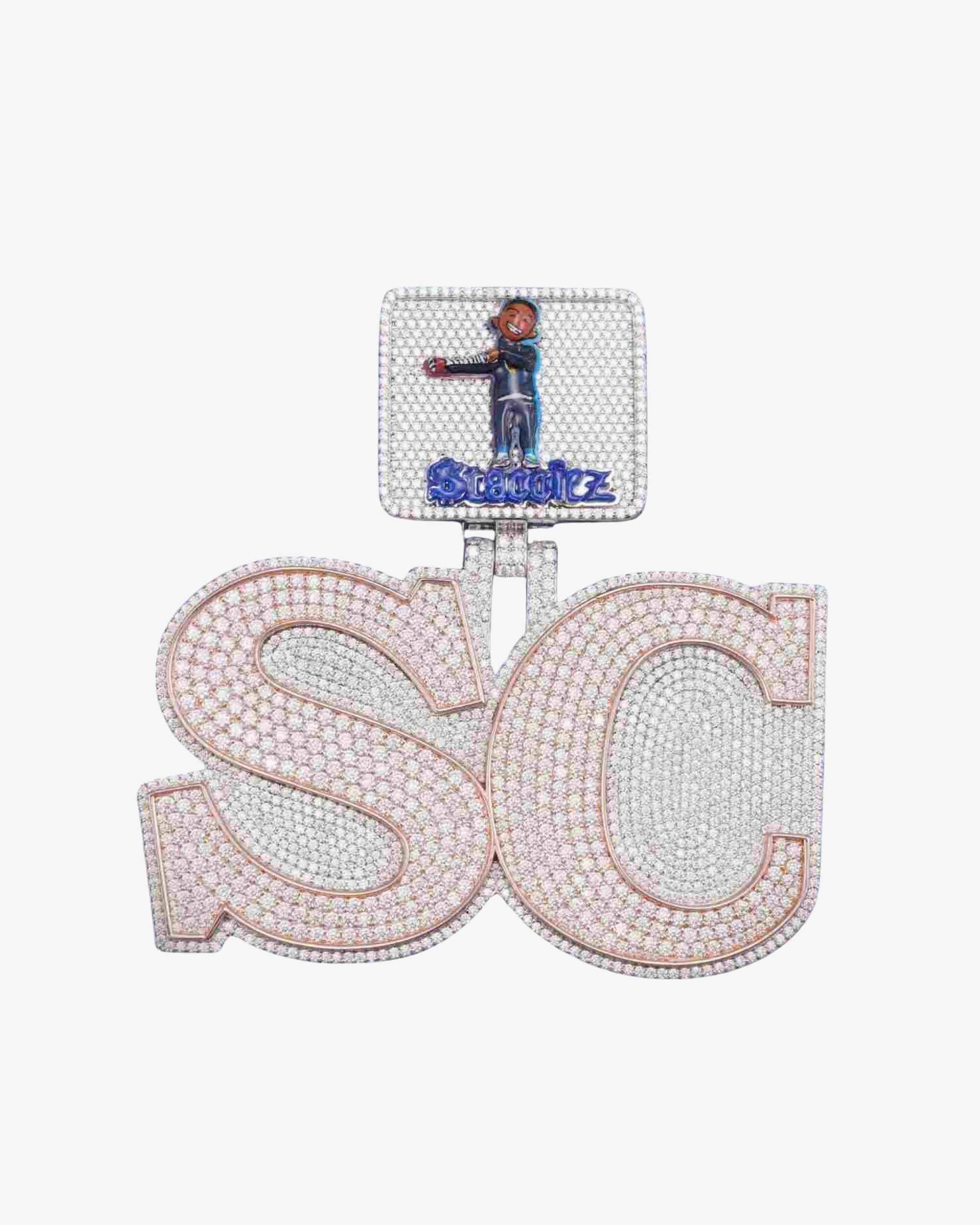 "SC" Custom Moissanite Logo Pendant 14K Gold