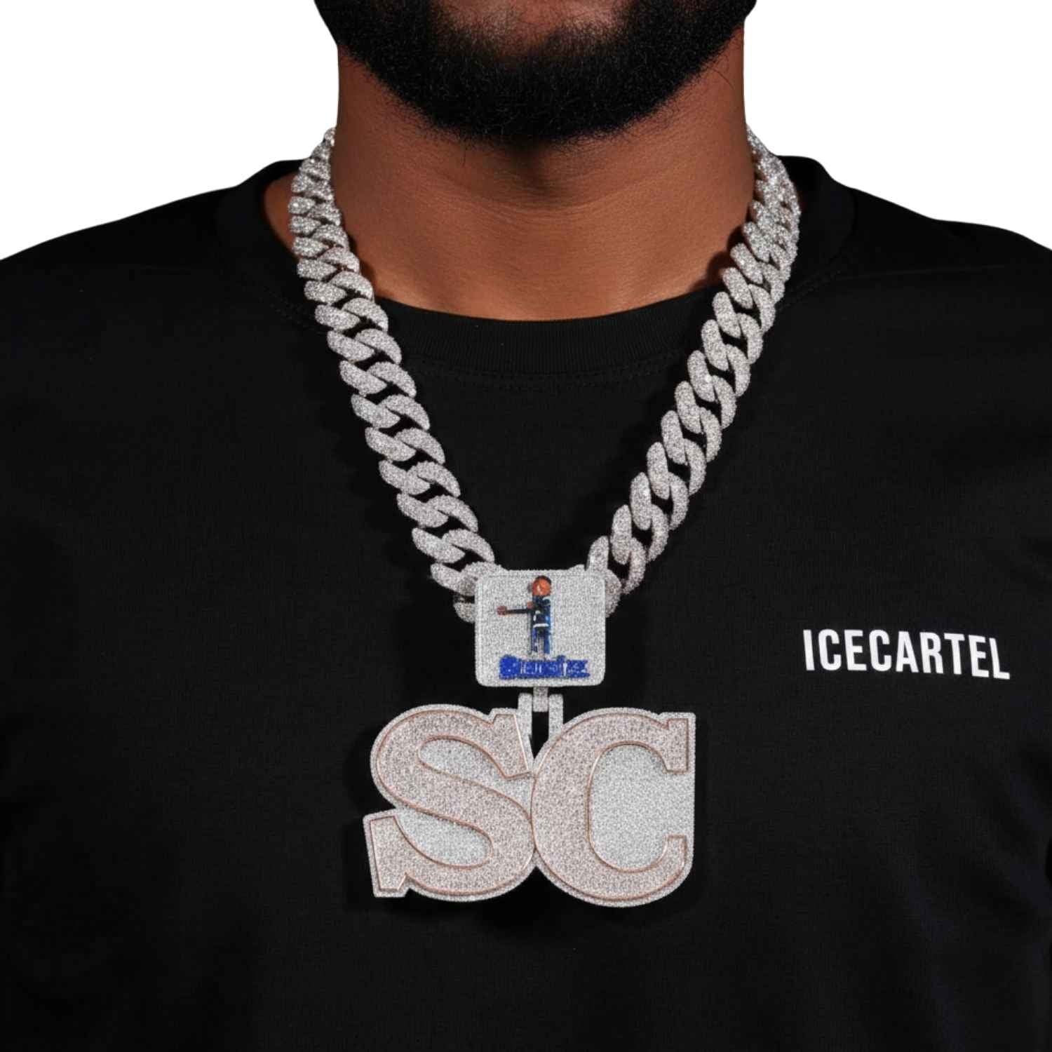 "SC" Custom Moissanite Logo Pendant 14K Gold - Image 2