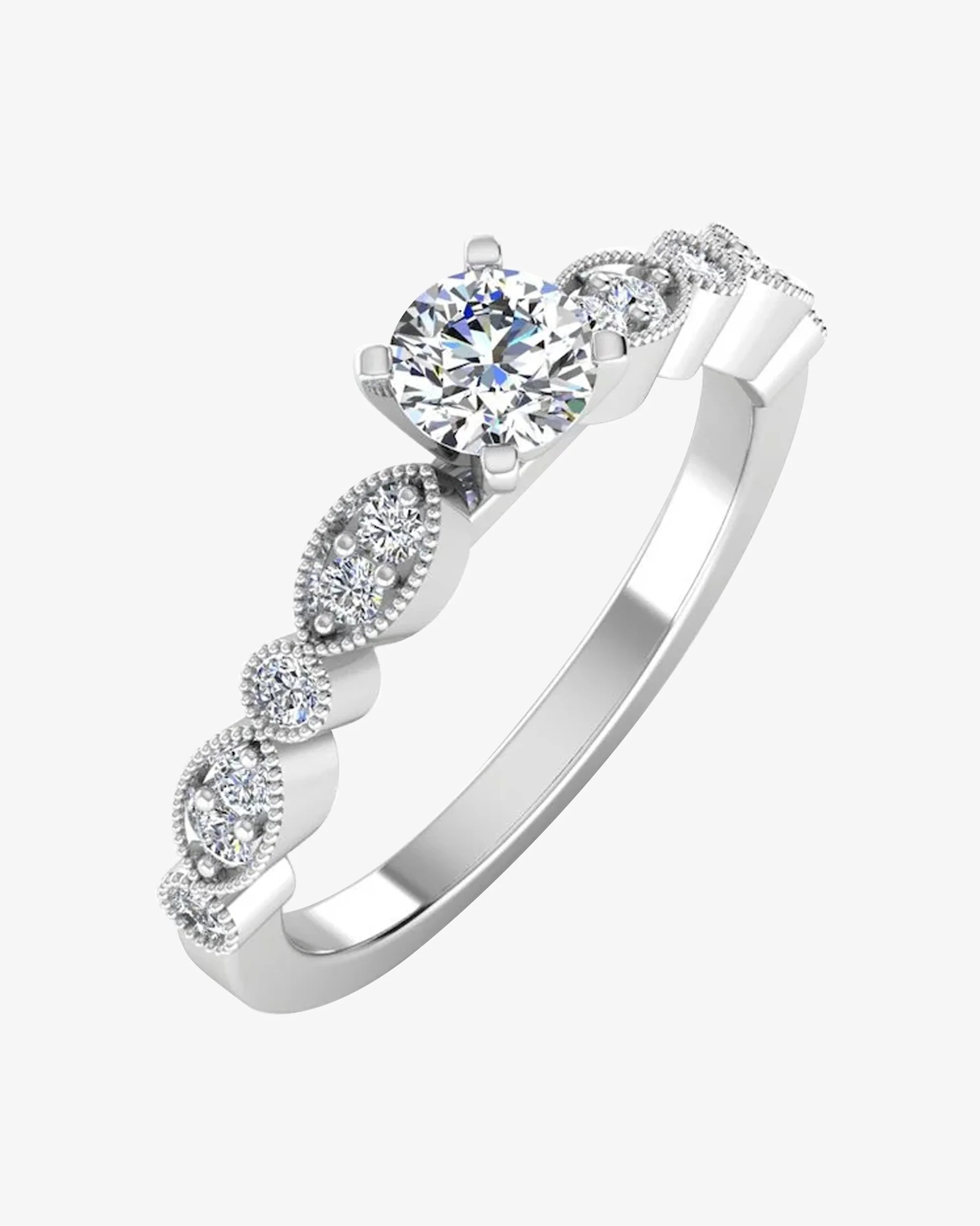 Scalloped Design Moissanite Engagement Ring
