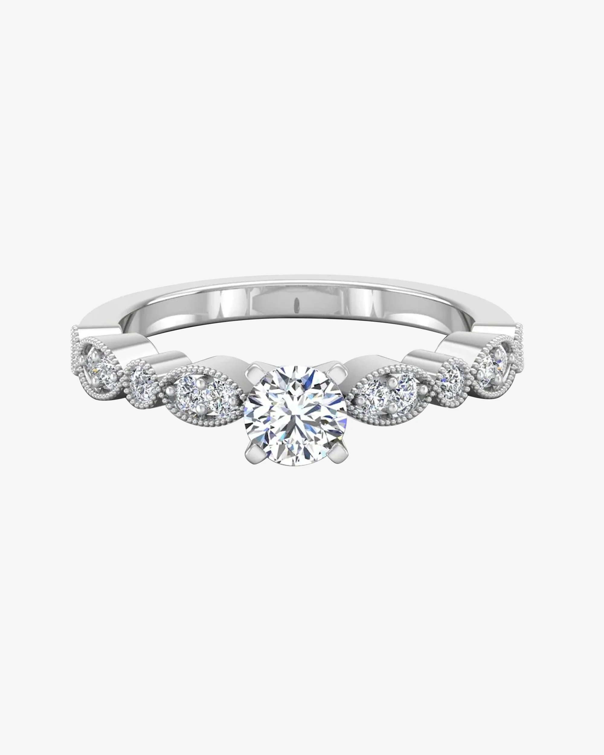 Scalloped Design Moissanite Engagement Ring - Image 2