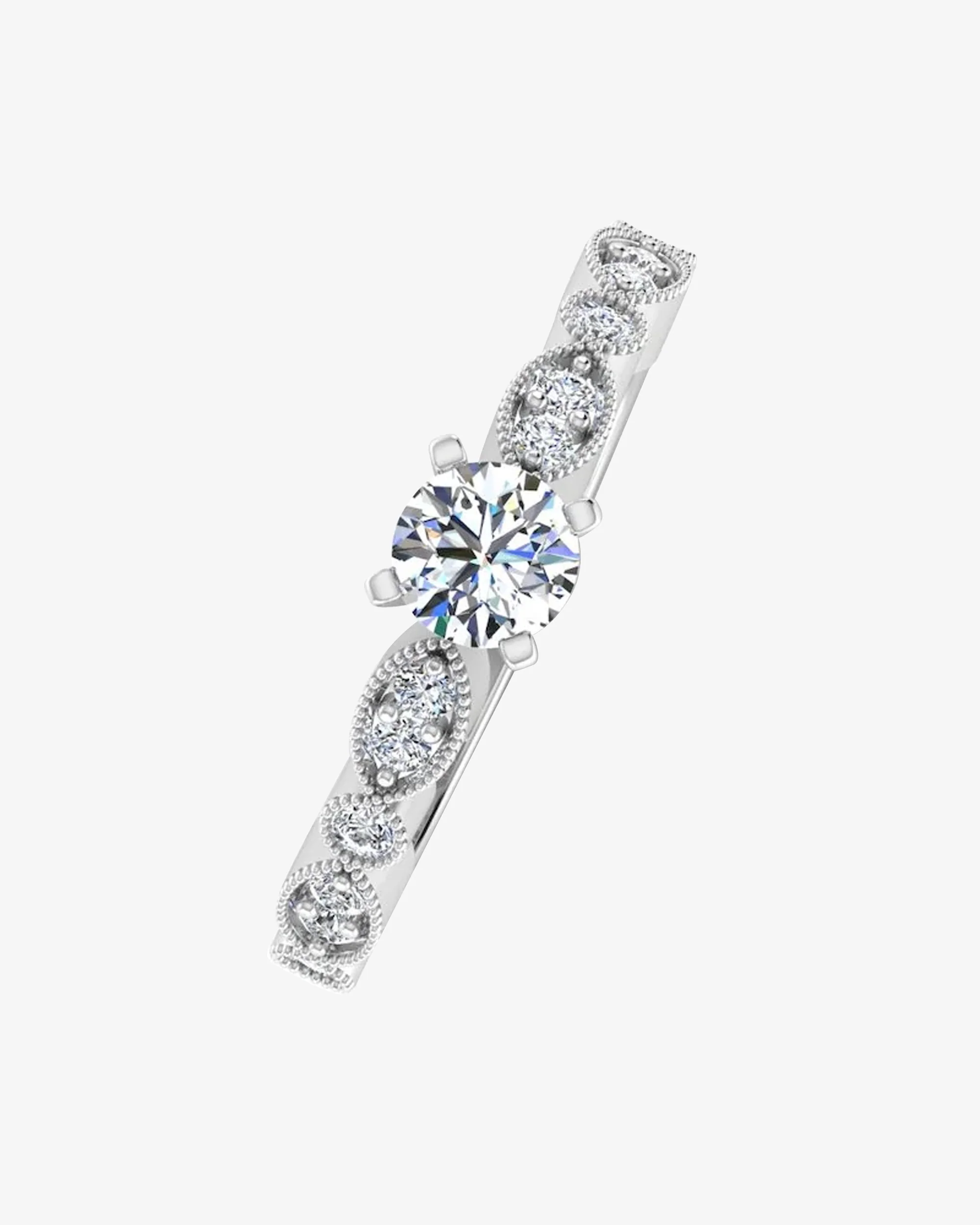 Scalloped Design Moissanite Engagement Ring - Image 4