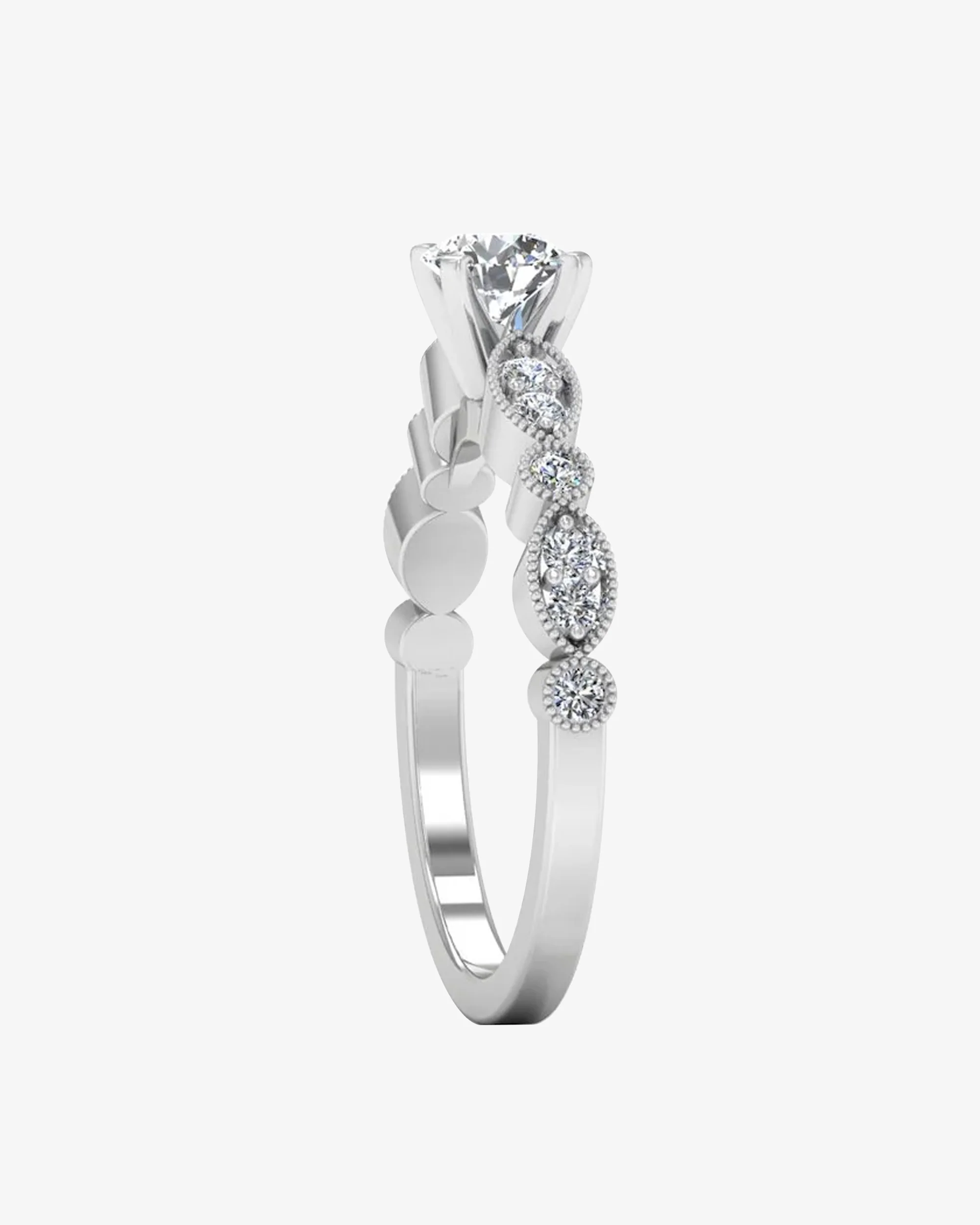 Scalloped Design Moissanite Engagement Ring - Image 5