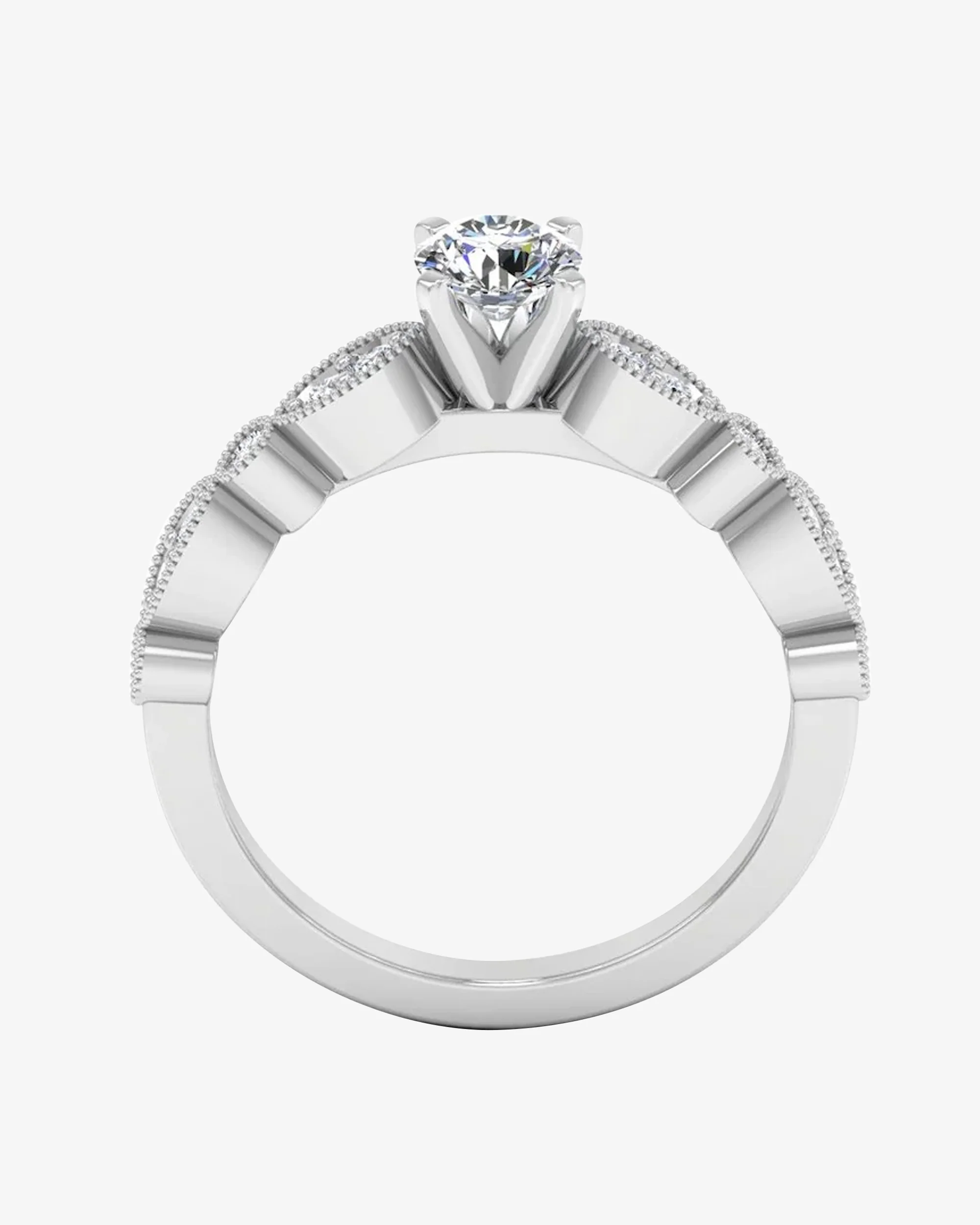 Scalloped Design Moissanite Engagement Ring - Image 6