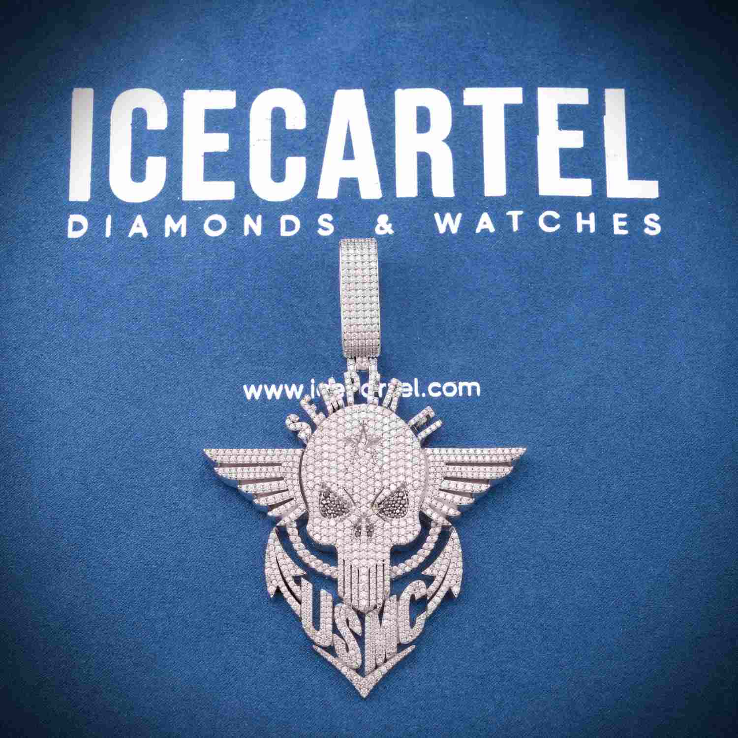 "Semper Fi" Custom Moissanite Pendant 14K Gold - Image 4