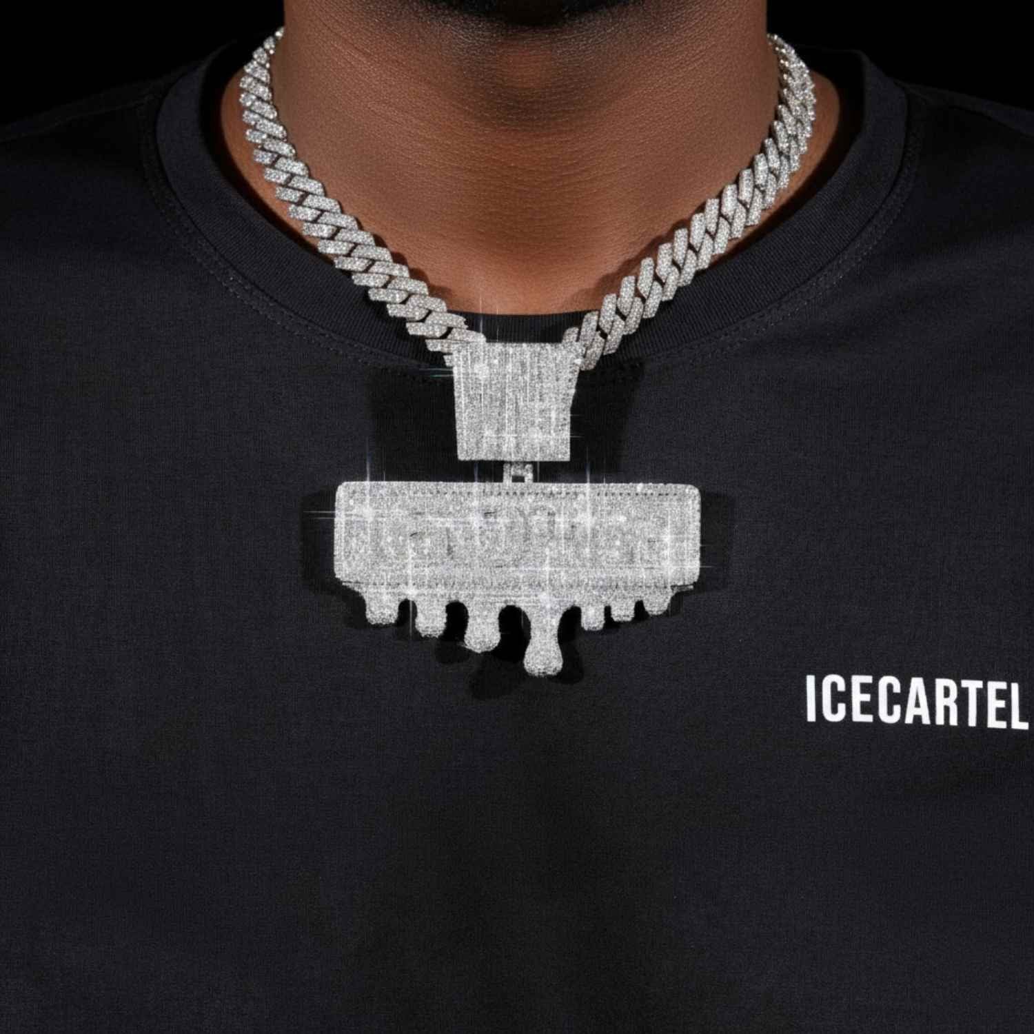 "60th Steet" Custom Moissanite Name Pendant 14K Gold - Image 2