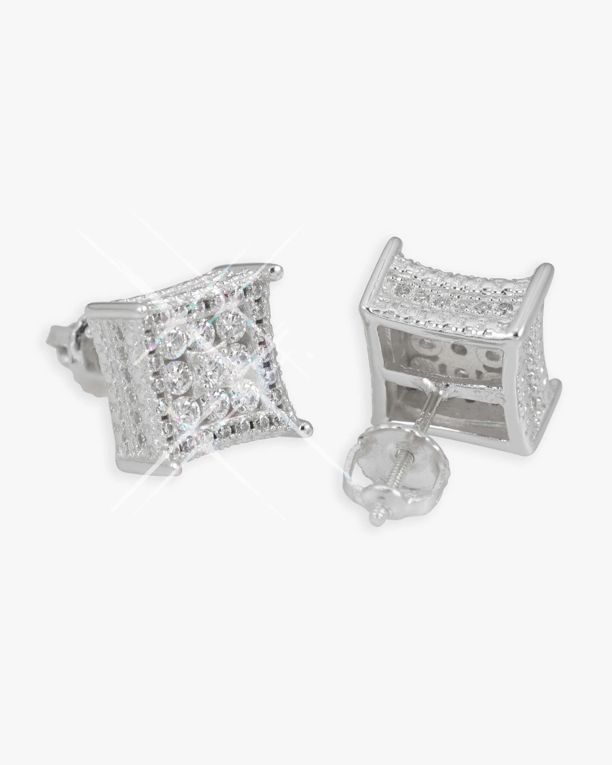 Side Halo Square Moissanite Earrings 14K Gold