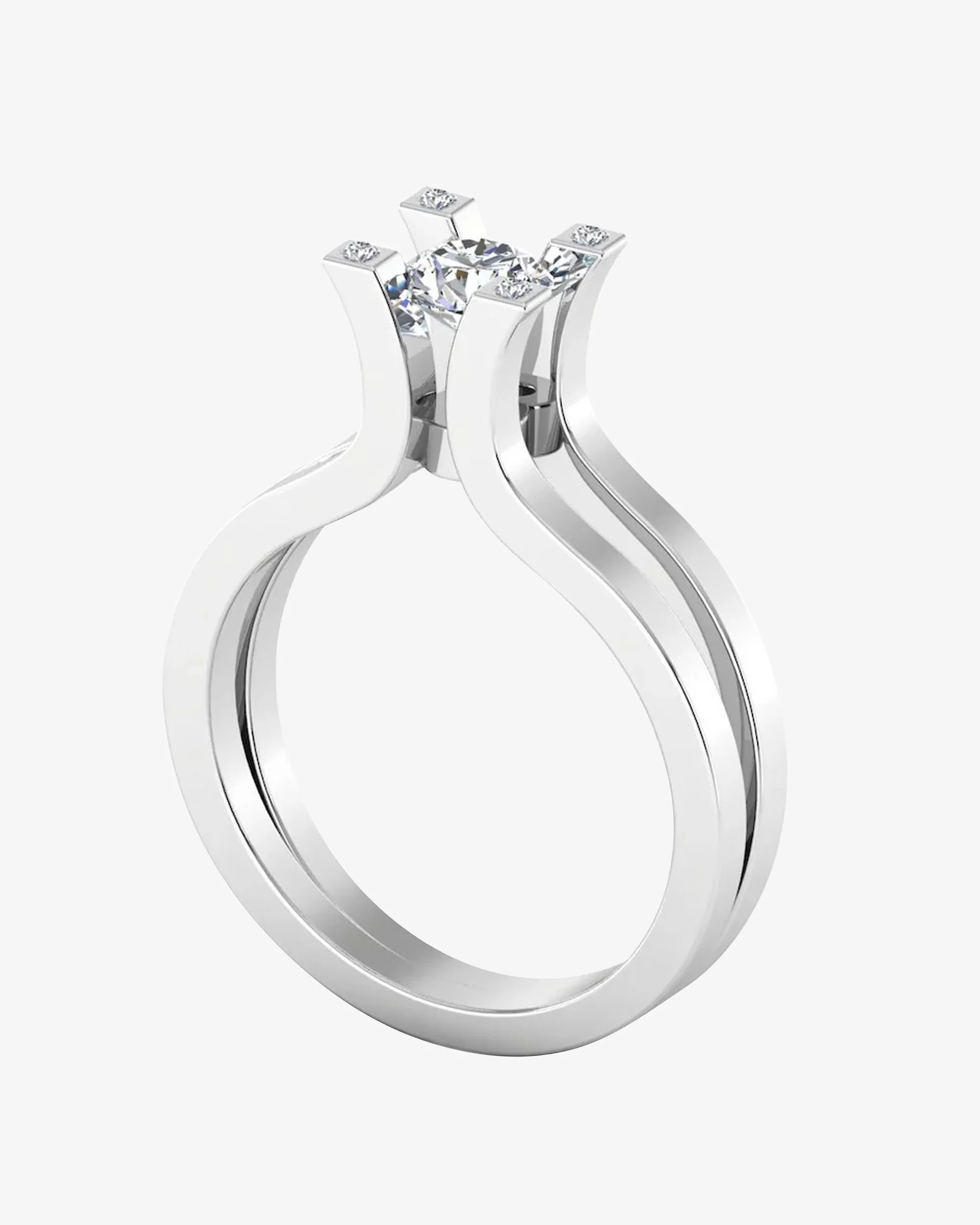 Simplistic Split Shank Moissanite Engagement Ring - Image 3