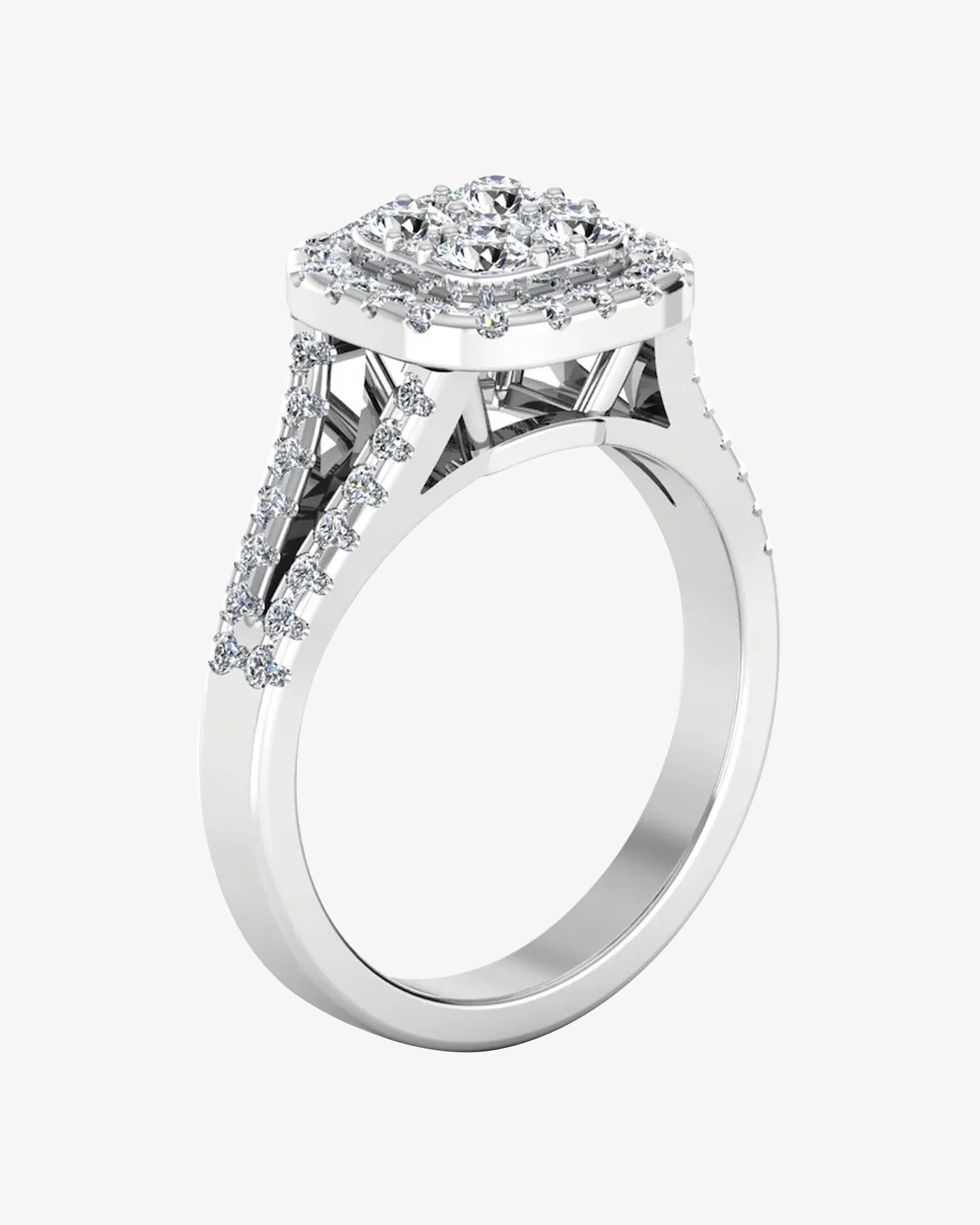Split Shank Brilliant Cut Moissanite Engagement Ring