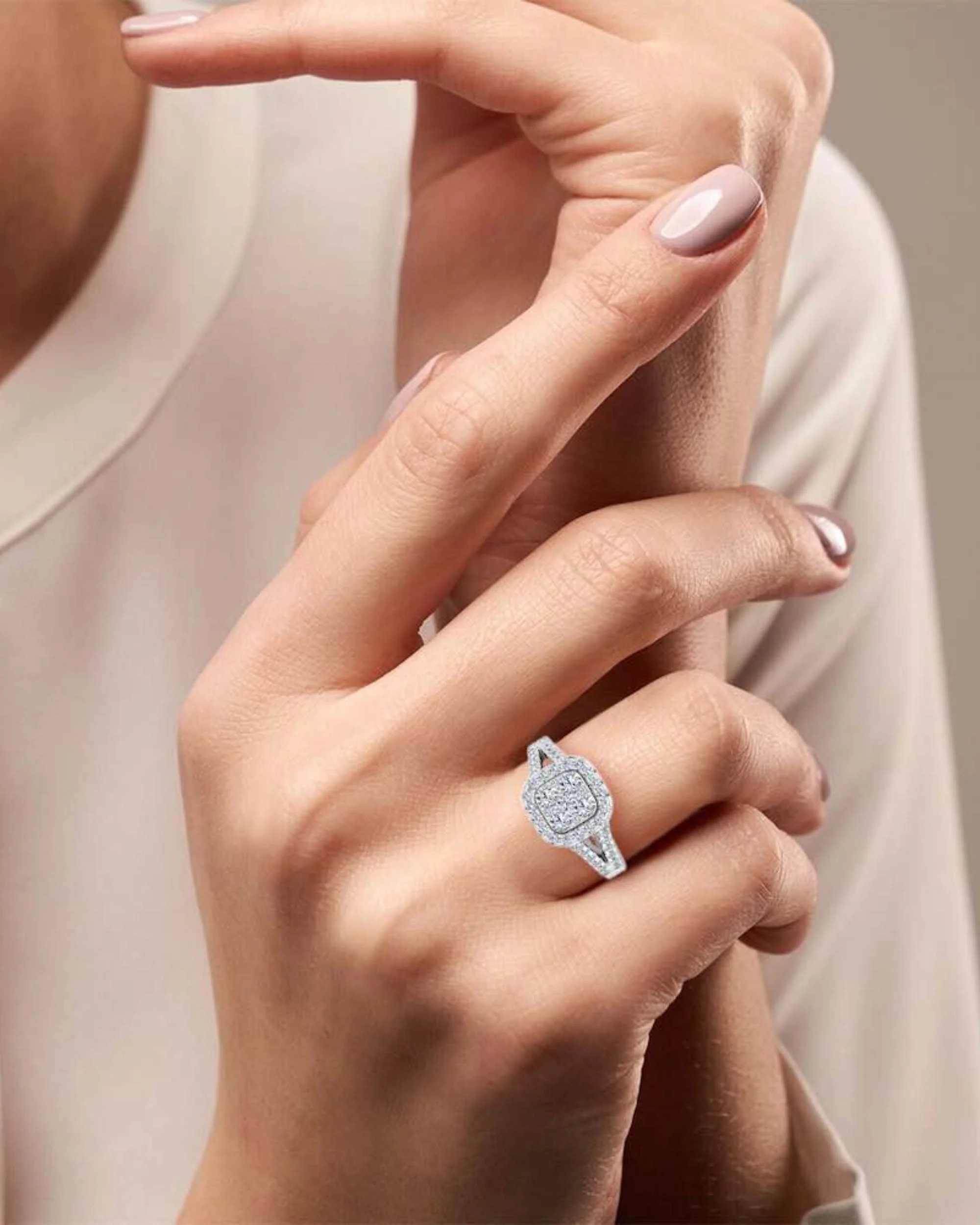 Split Shank Brilliant Cut Moissanite Engagement Ring - Image 7
