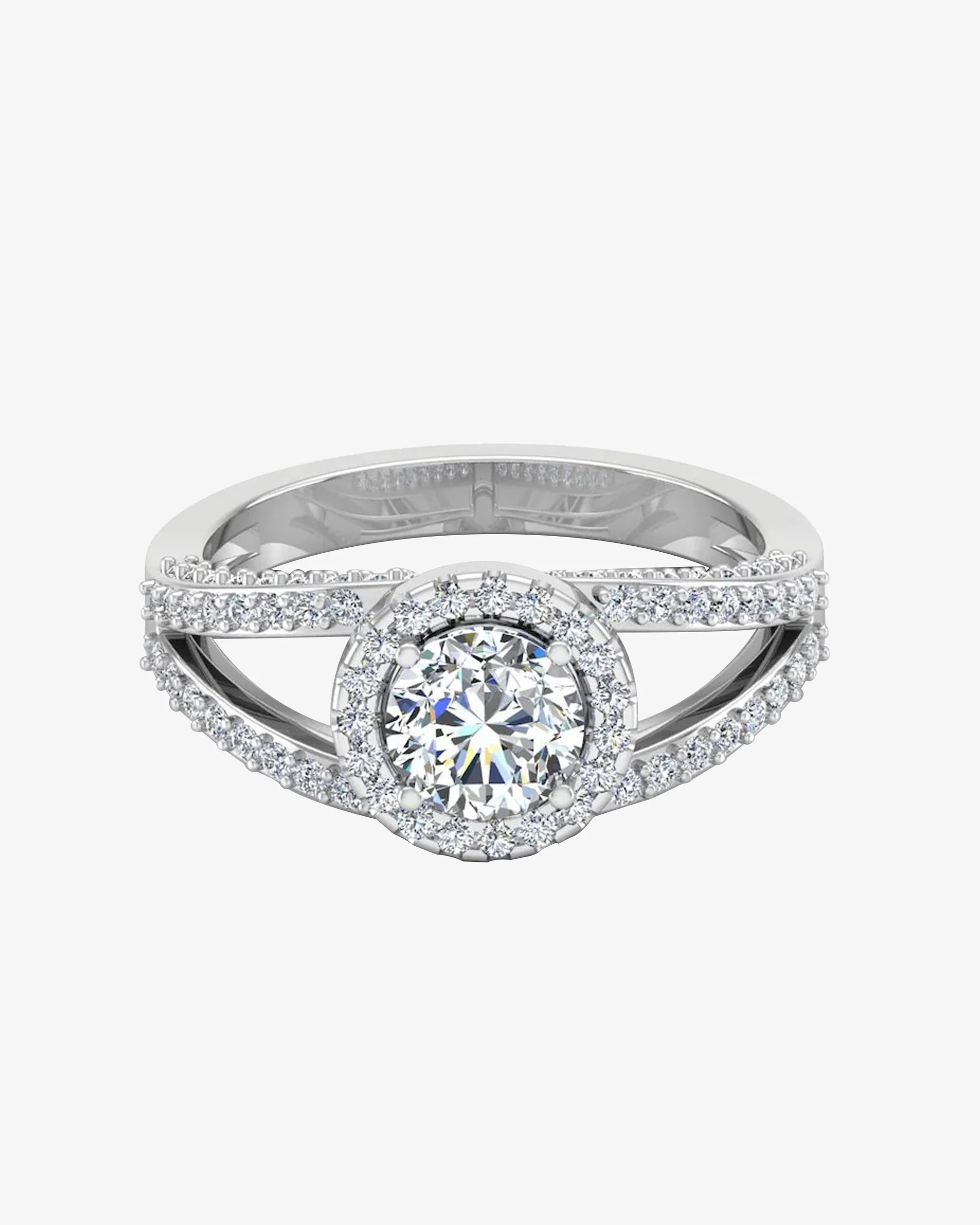 Split Shank Halo Moissanite Engagement Ring - Image 2