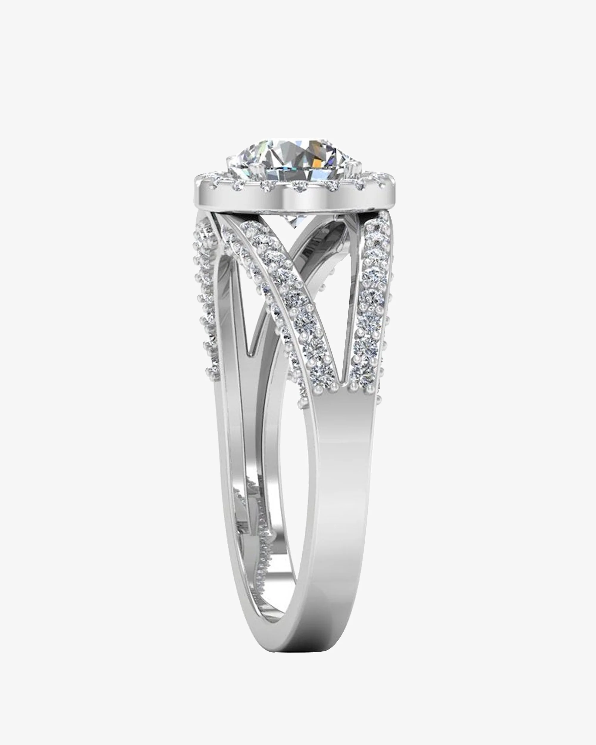 Split Shank Halo Moissanite Engagement Ring - Image 3