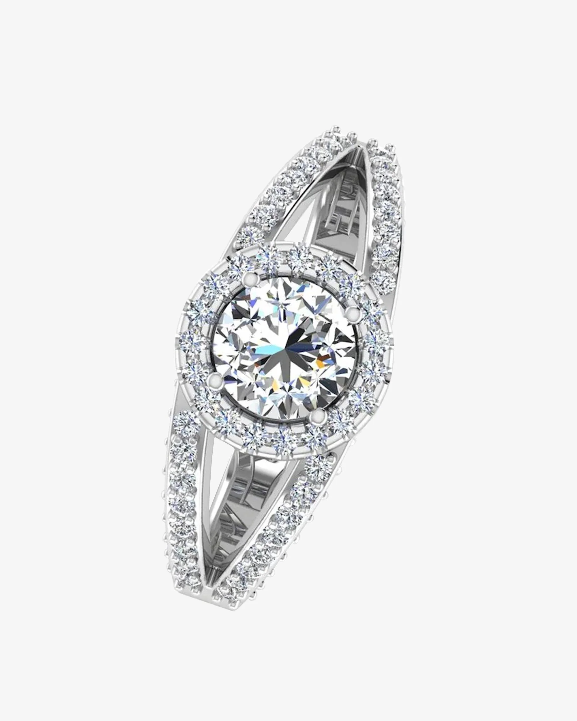 Split Shank Halo Moissanite Engagement Ring - Image 4