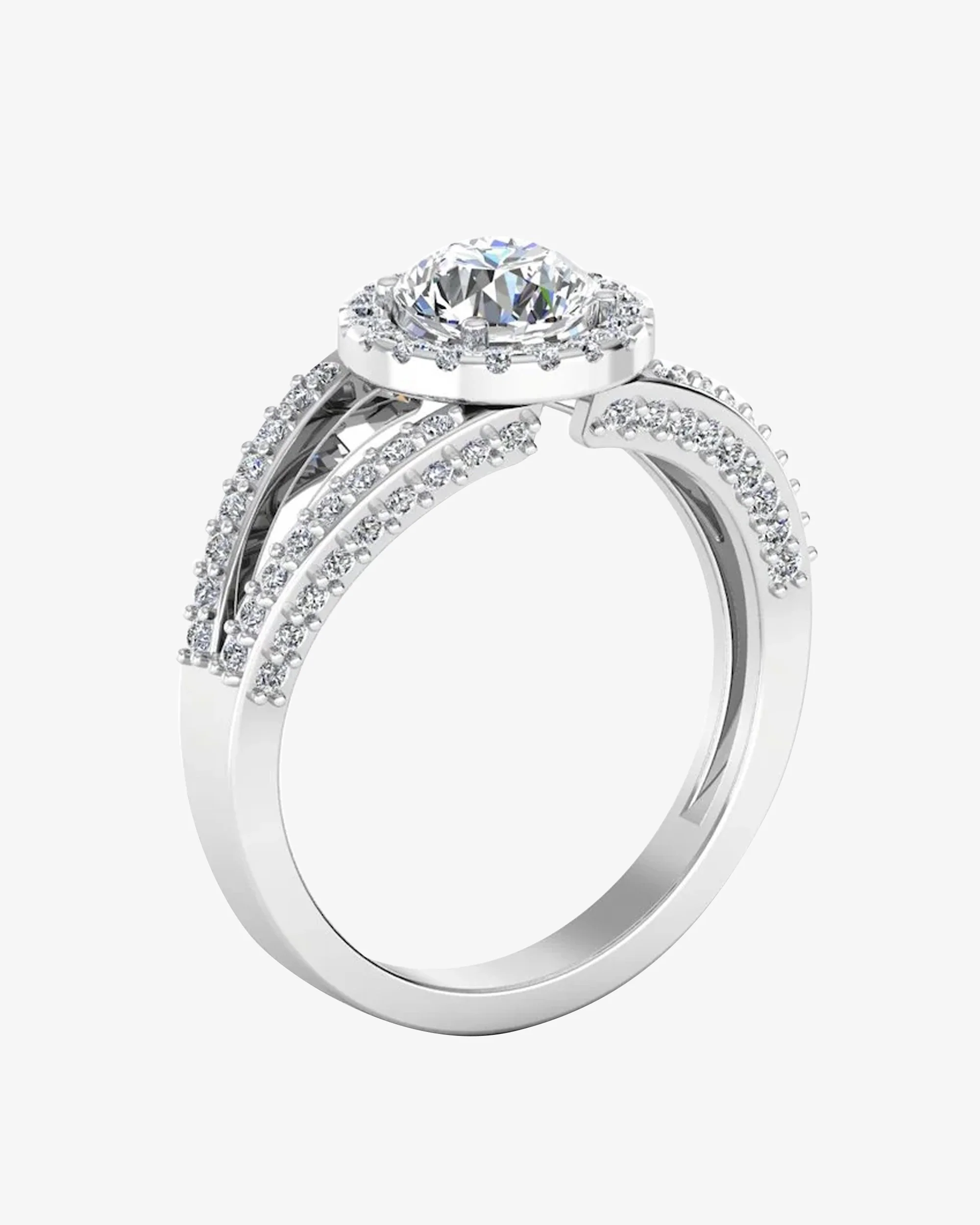 Split Shank Halo Moissanite Engagement Ring - Image 5