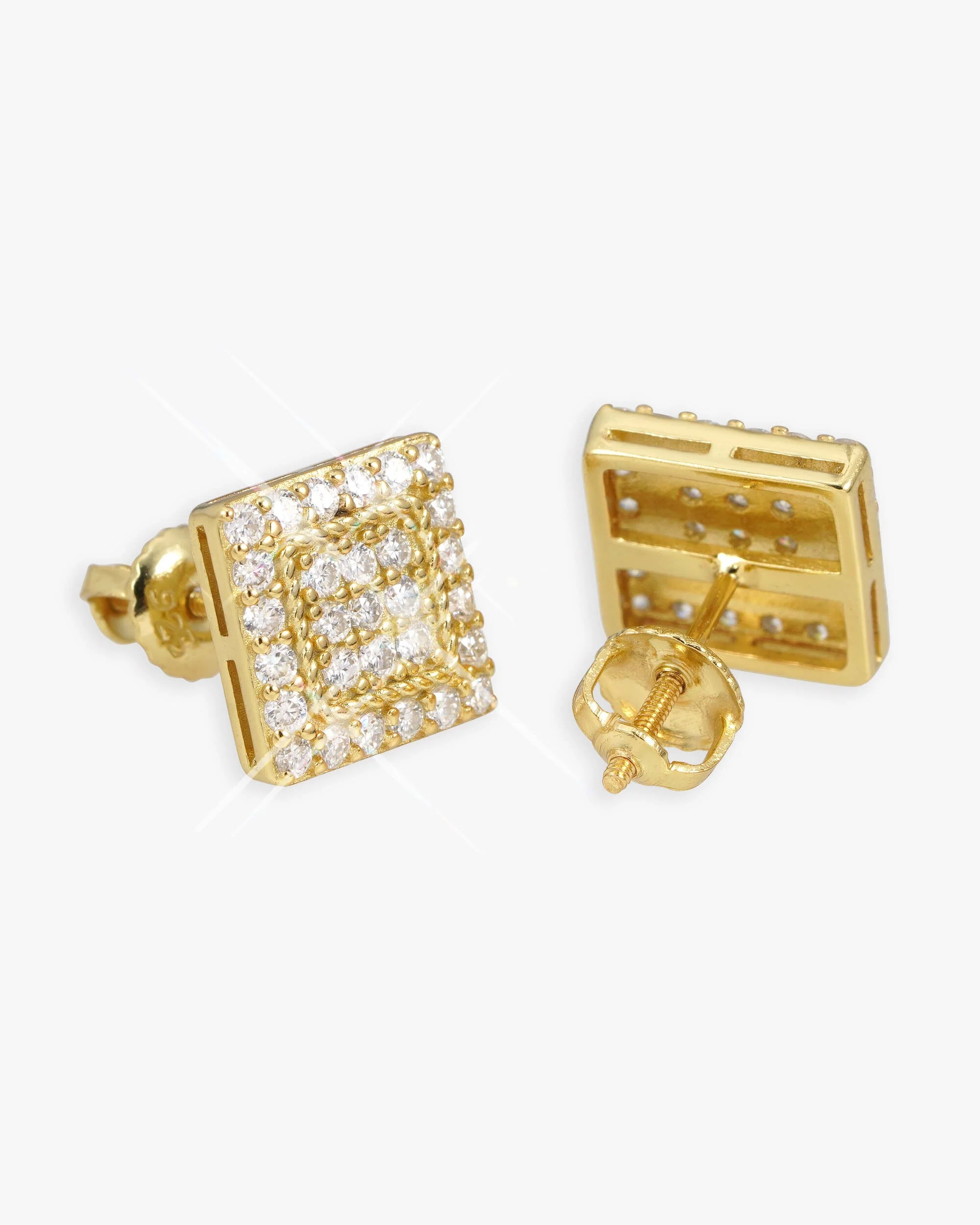 Square Wire Moissanite Earrings 14K Gold - Image 2