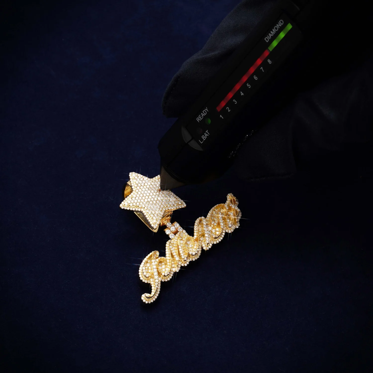 Star Custom Moissanite Name Pendant 14K Gold - Image 4
