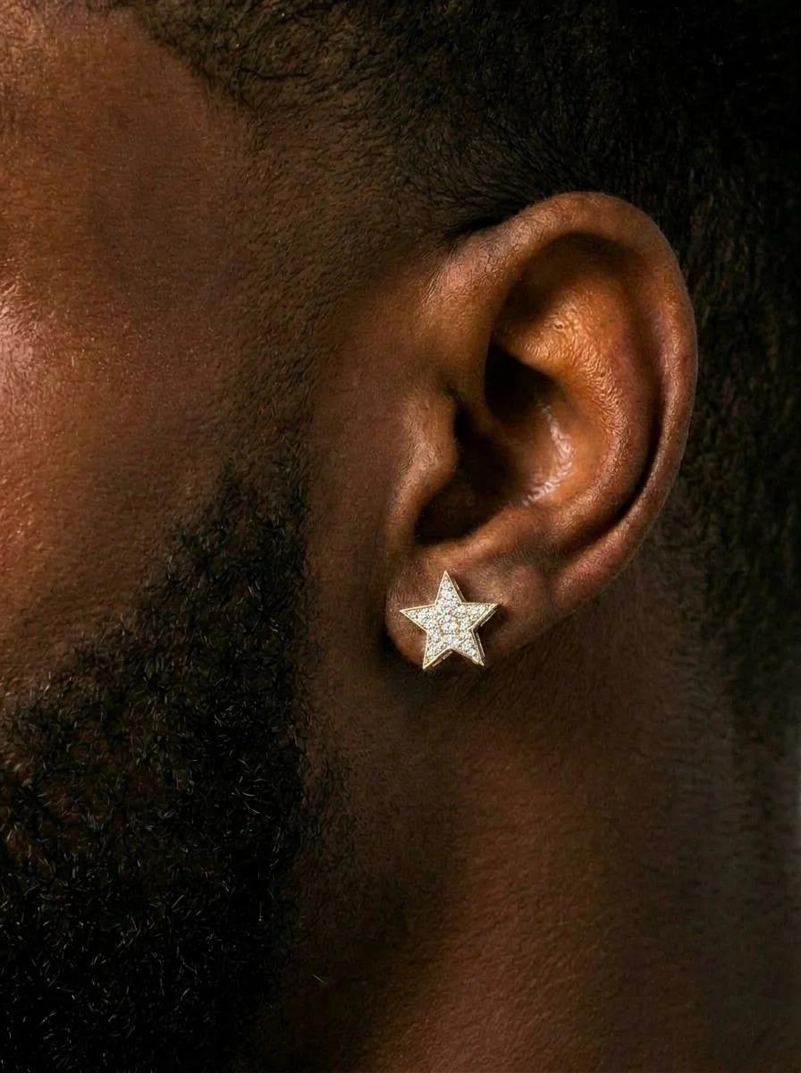 Star Moissanite Earrings 14K Gold - Image 3
