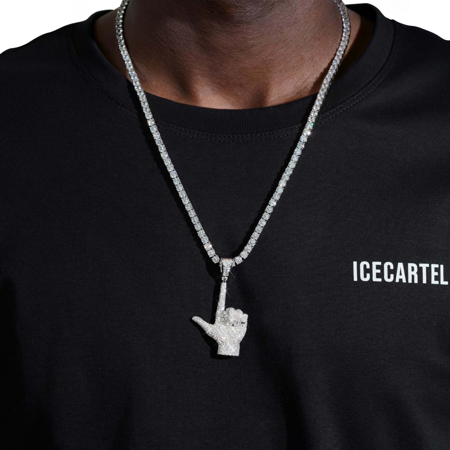 "STRAIGHT UP" Custom Moissanite Logo Pendant 14K Gold - Image 2