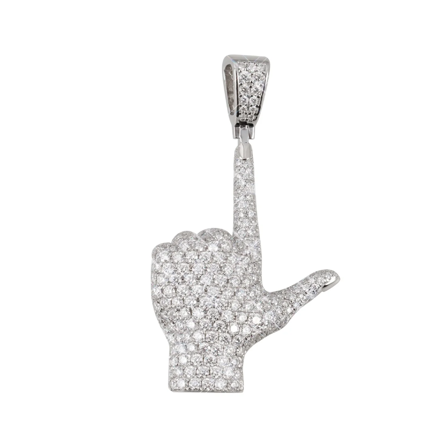 "STRAIGHT UP" Custom Moissanite Logo Pendant 14K Gold - Image 3