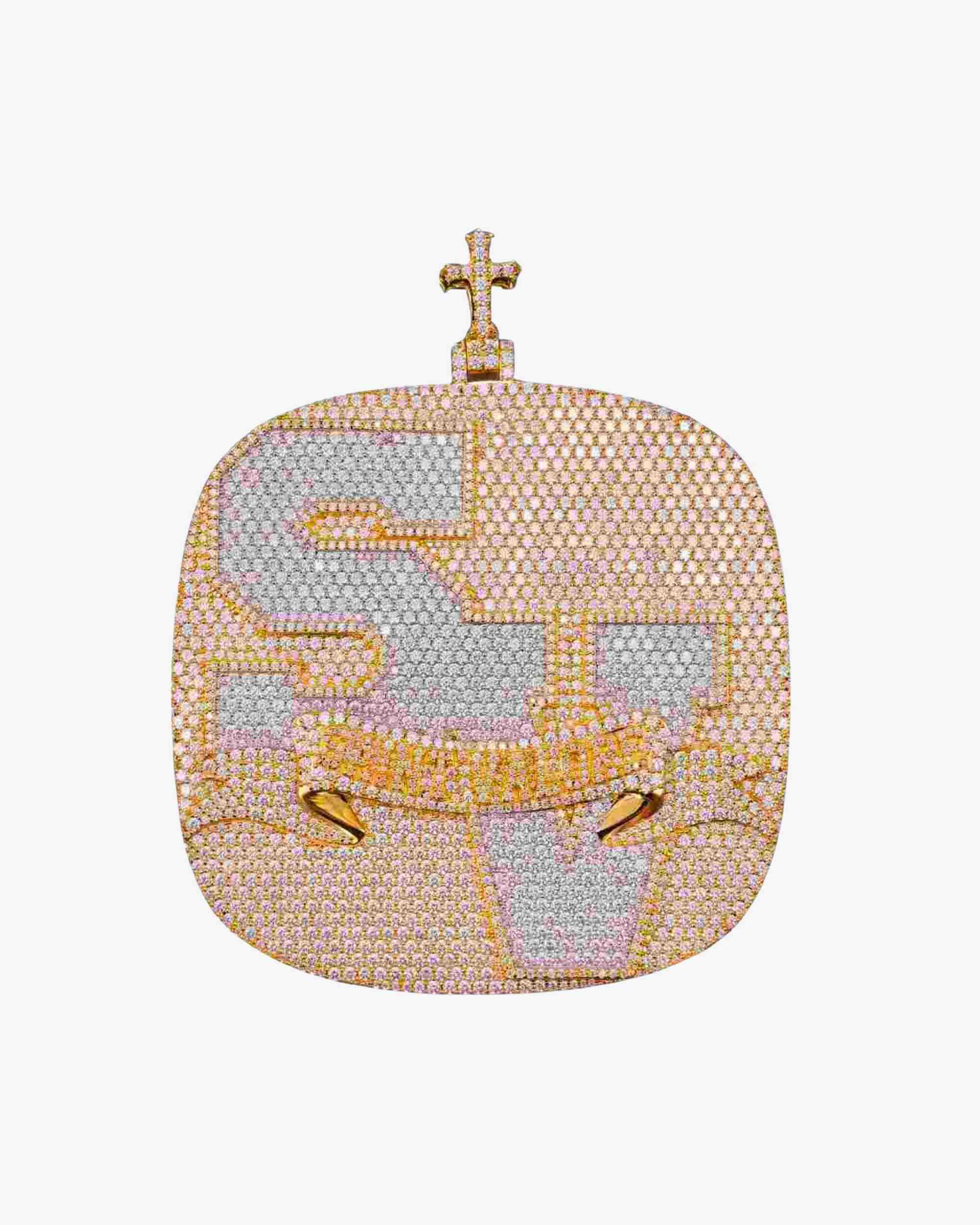"SV" Custom Moissanite Pendant 14K Gold