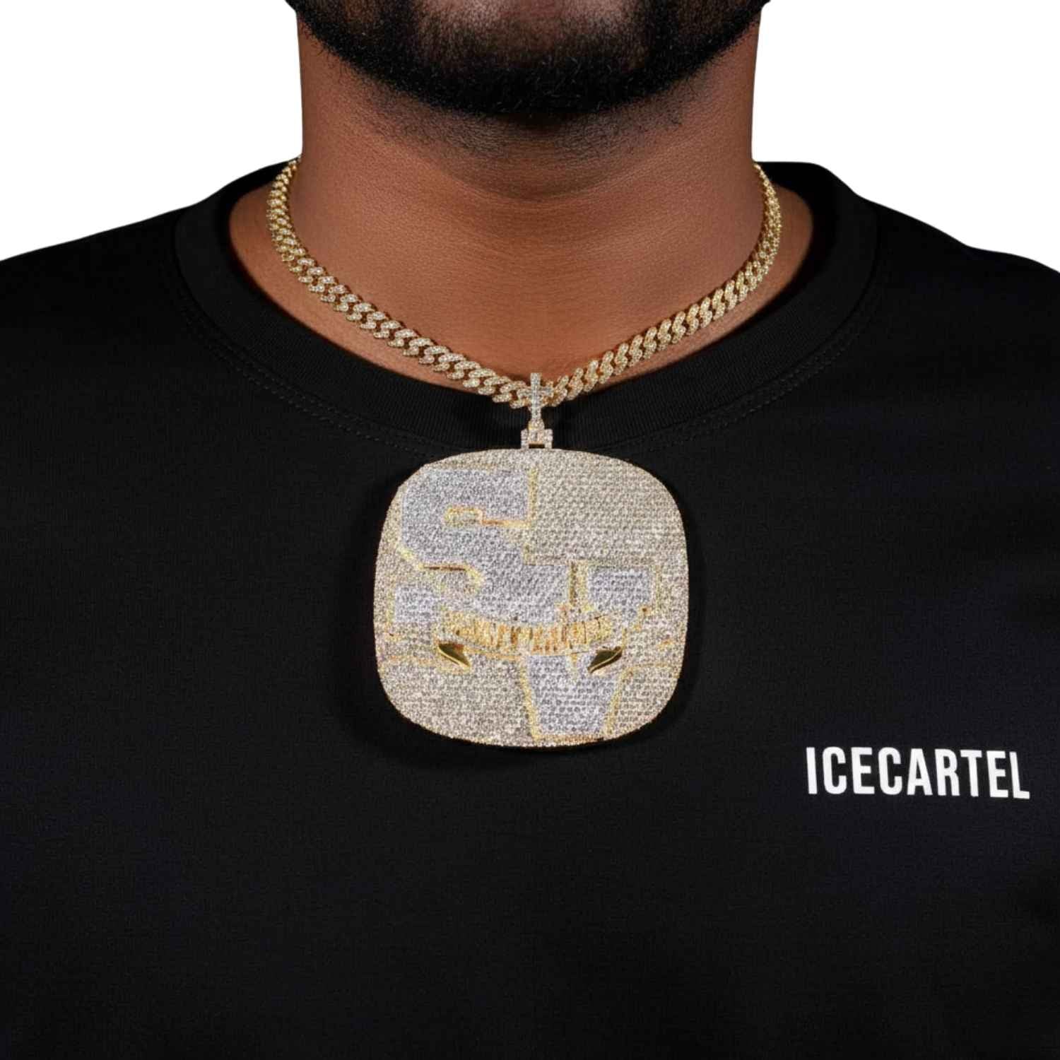 "SV" Custom Moissanite Pendant 14K Gold - Image 2