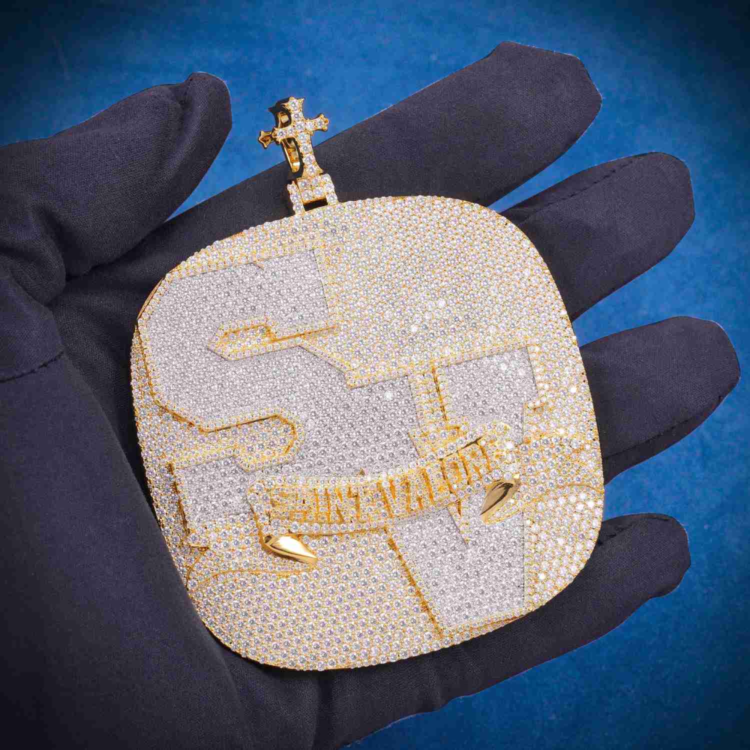 "SV" Custom Moissanite Pendant 14K Gold - Image 4