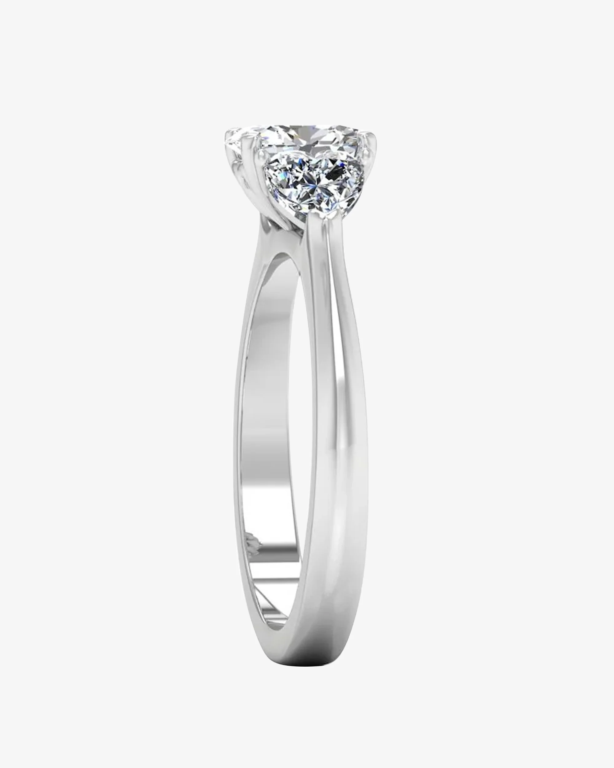Three-Stone Oval & Heart Moissanite Engagement Ring - Image 3