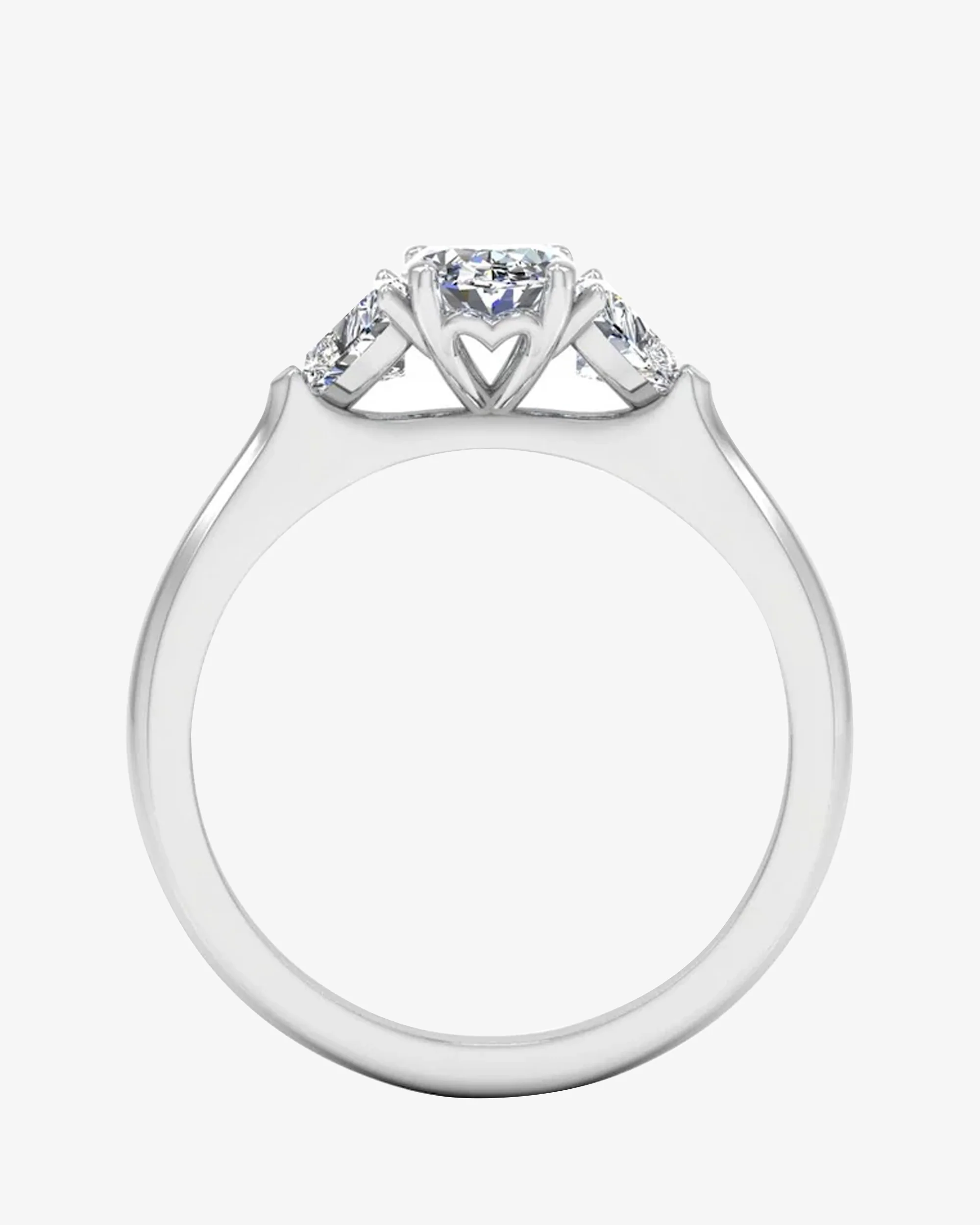 Three-Stone Oval & Heart Moissanite Engagement Ring - Image 4