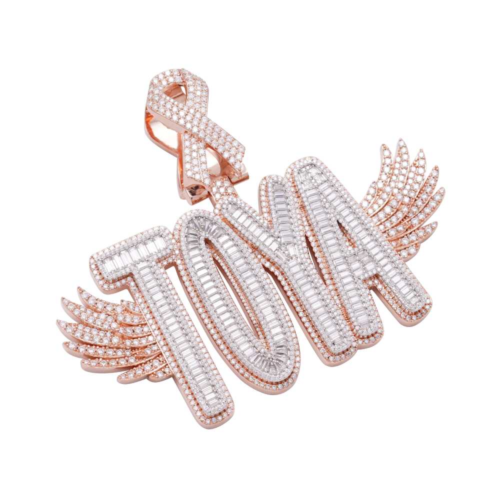 "TOYA" Custom Baguette Moissanite Pendant 14K Two Tone - Image 3