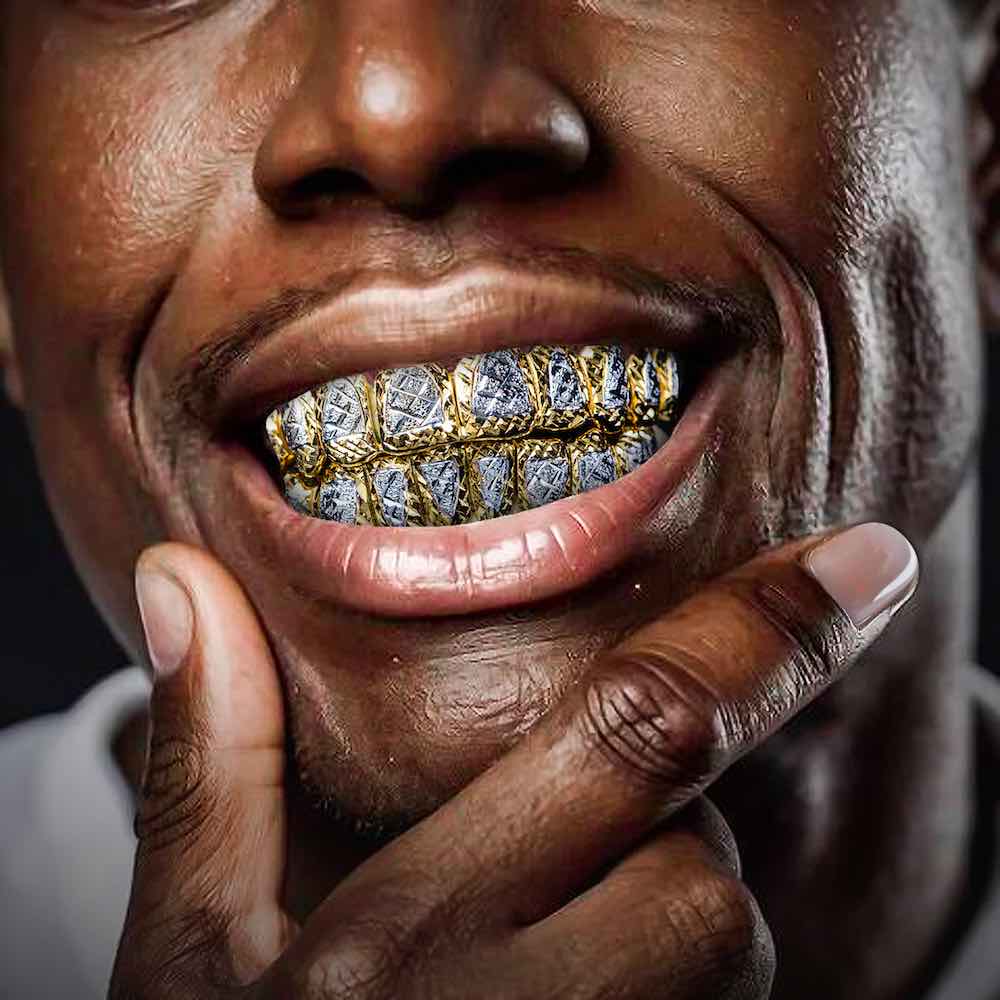 Two Tone Diamond Cut Grillz 14K Gold - Image 2