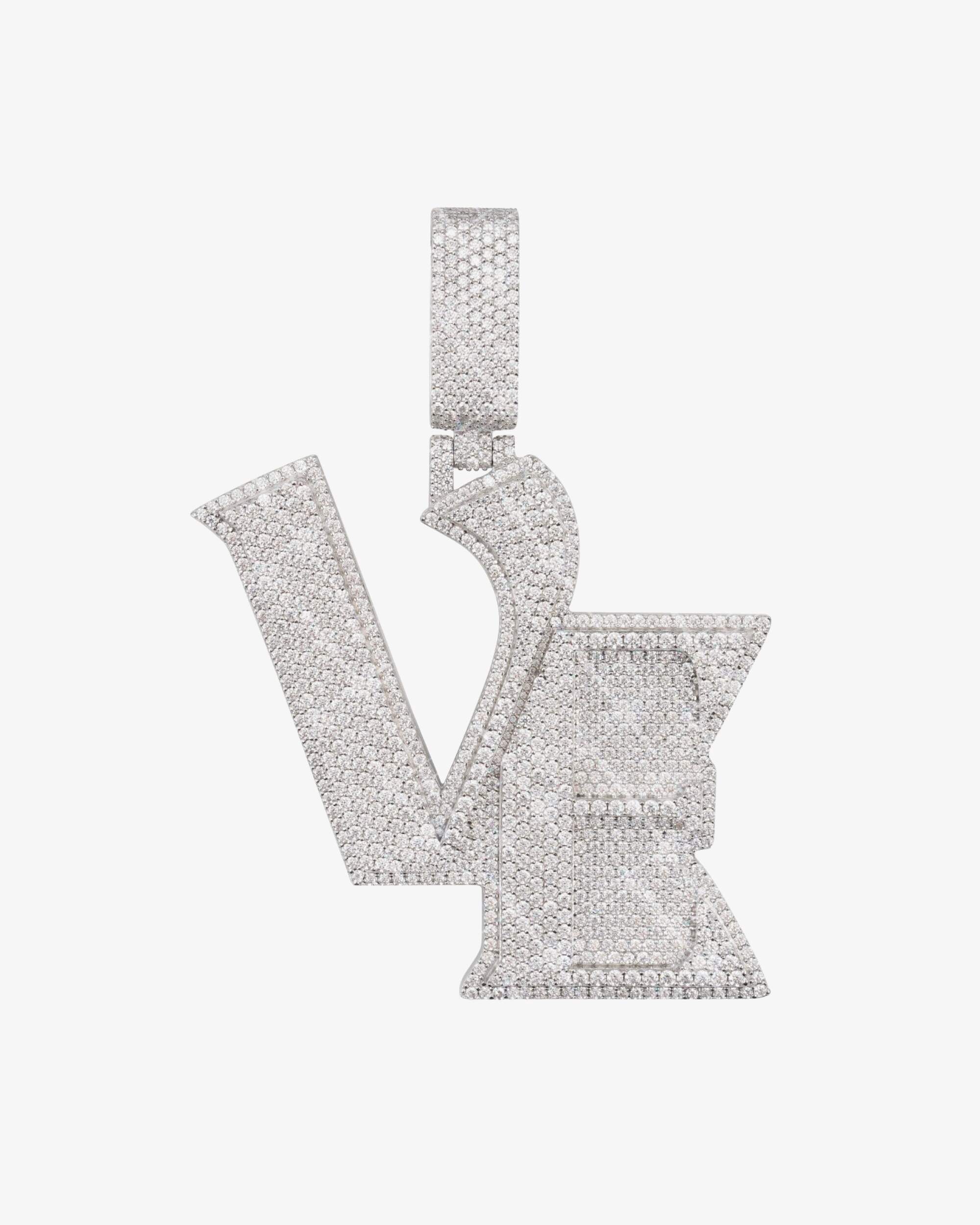 "VE" Moissanite Custom Name Pendant 14K Gold