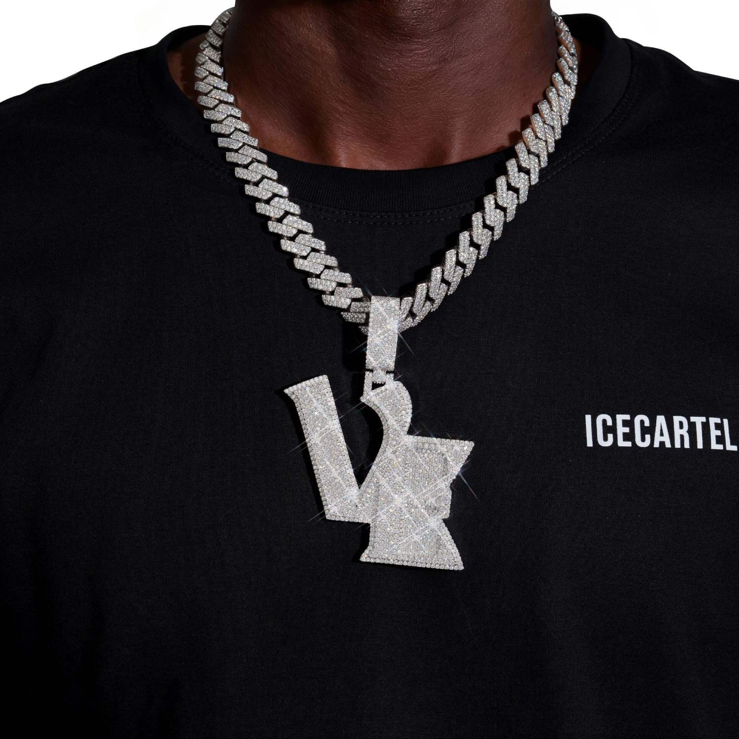 "VE" Moissanite Custom Name Pendant 14K Gold - Image 2