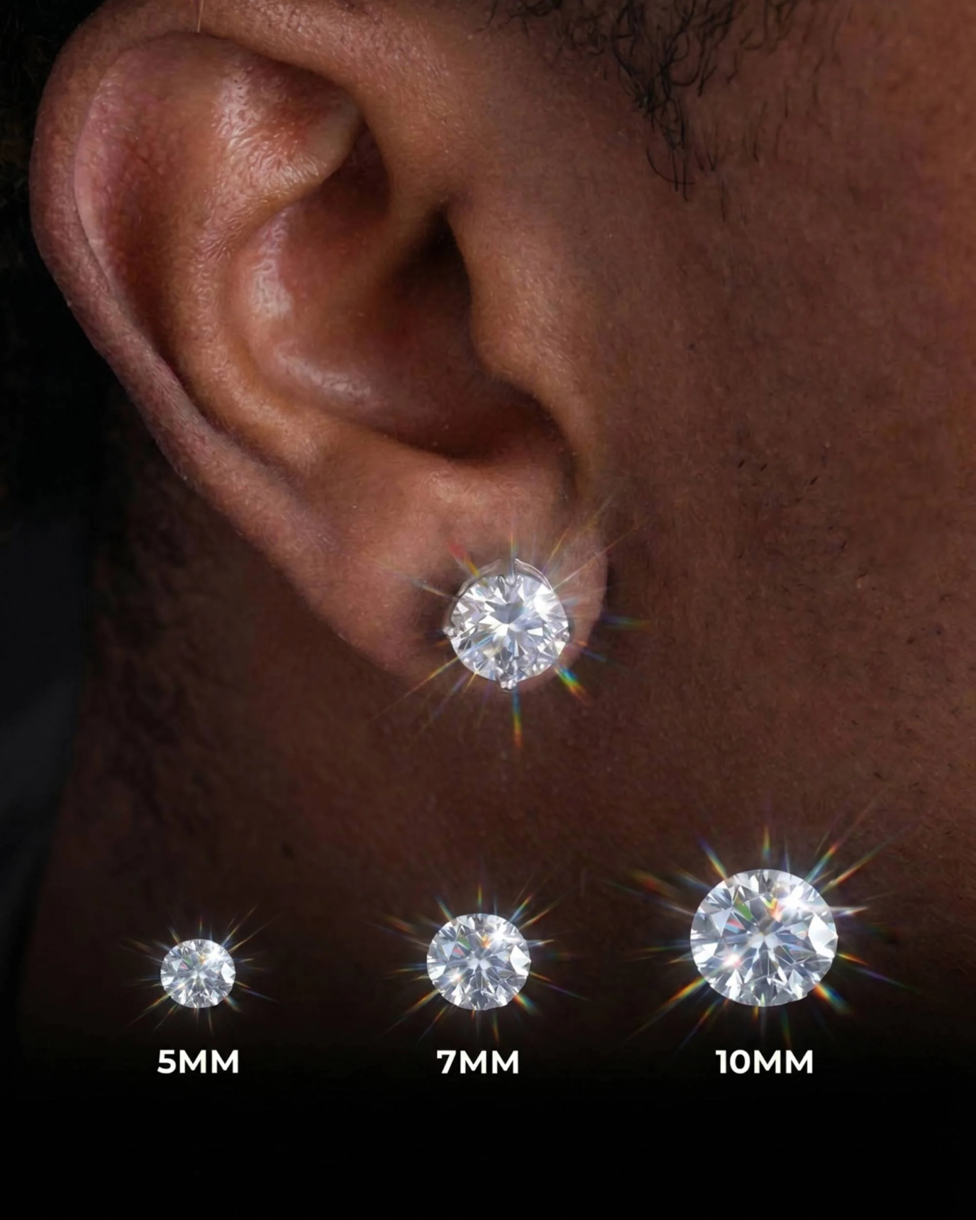 VVS Moissanite Stud Earrings (ALL SIZES) - Image 2