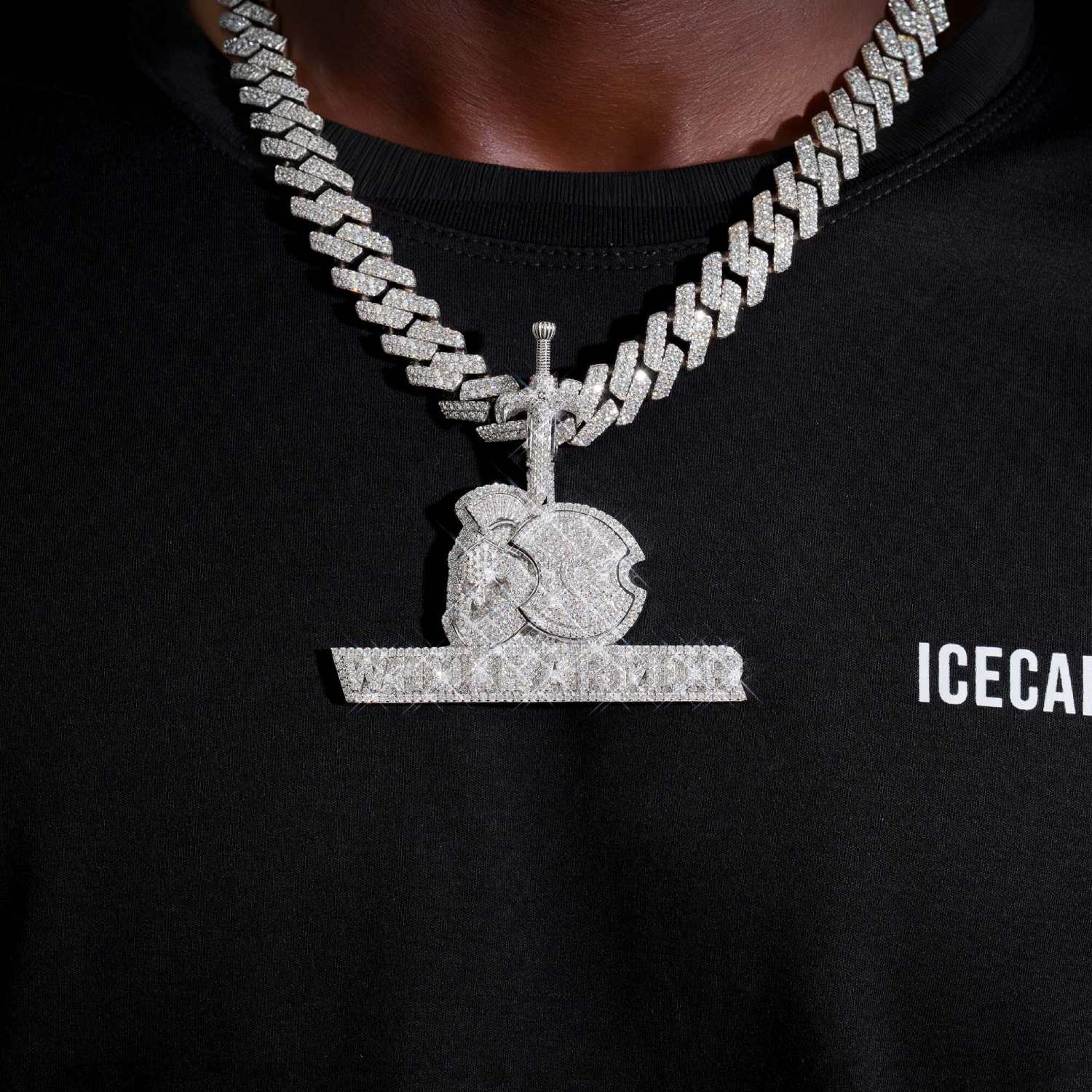 "WHOLE ARMOR" Custom Logo Moissanite Pendant 14K Gold - Image 2