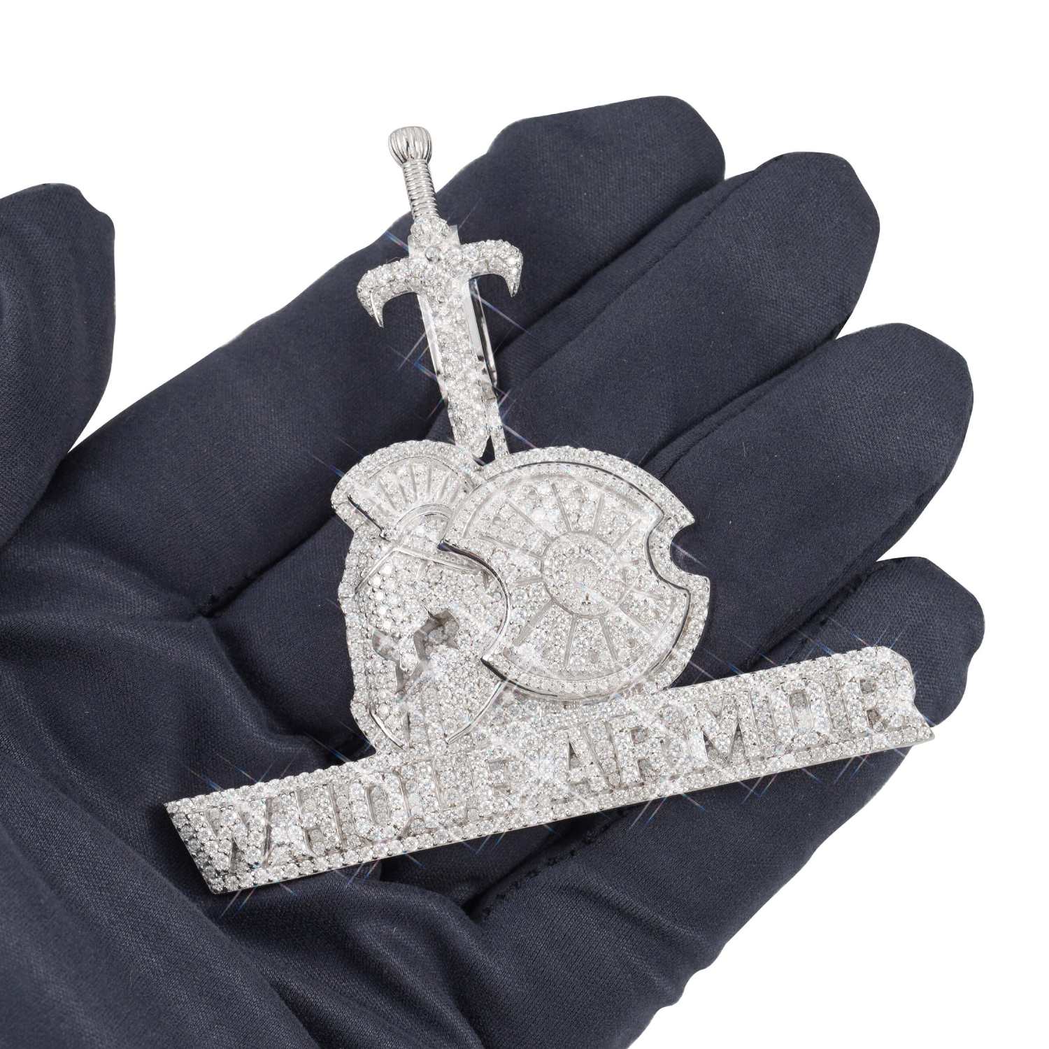 "WHOLE ARMOR" Custom Logo Moissanite Pendant 14K Gold - Image 4
