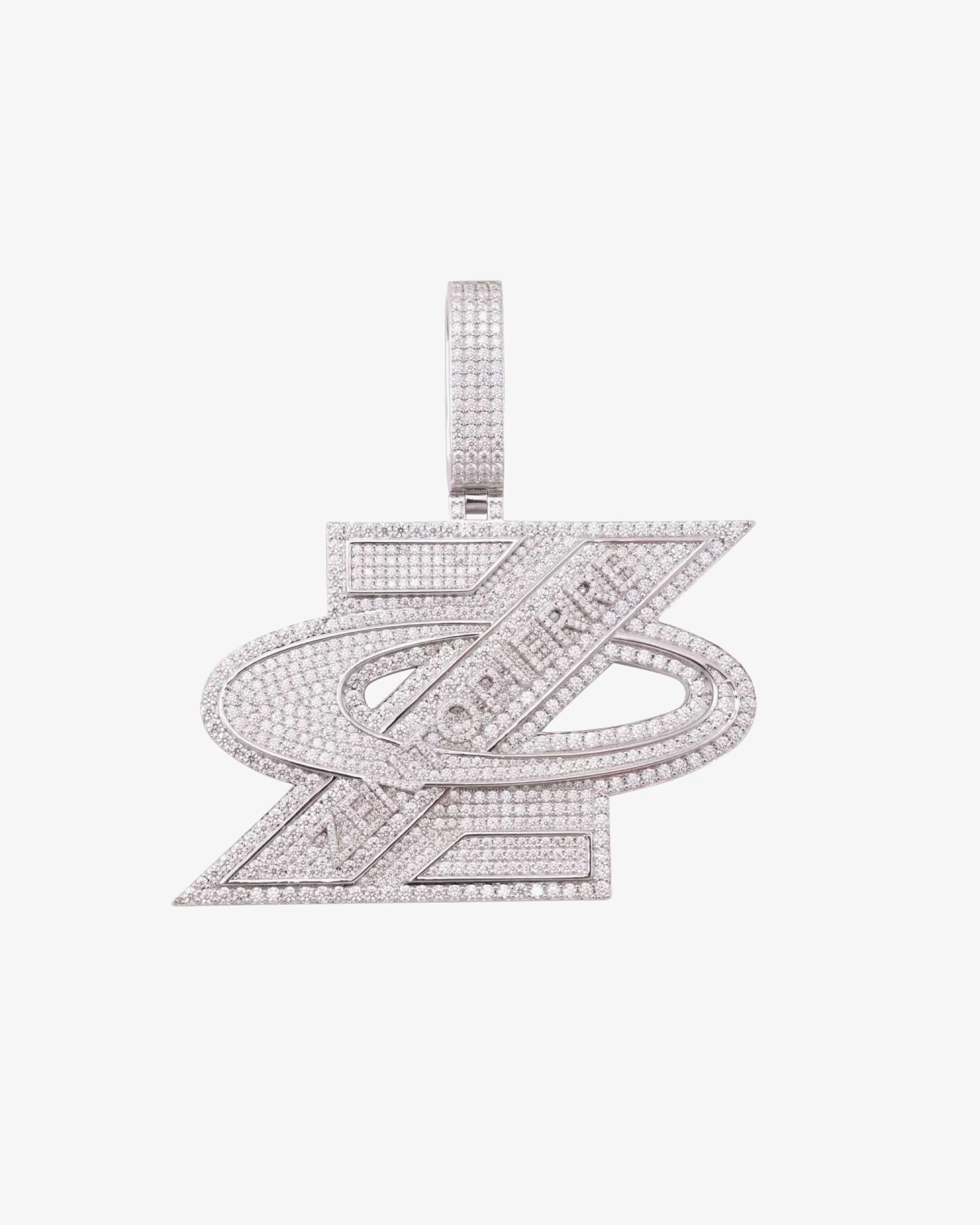 "Z" Custom Moissanite Pendant 14K White Gold