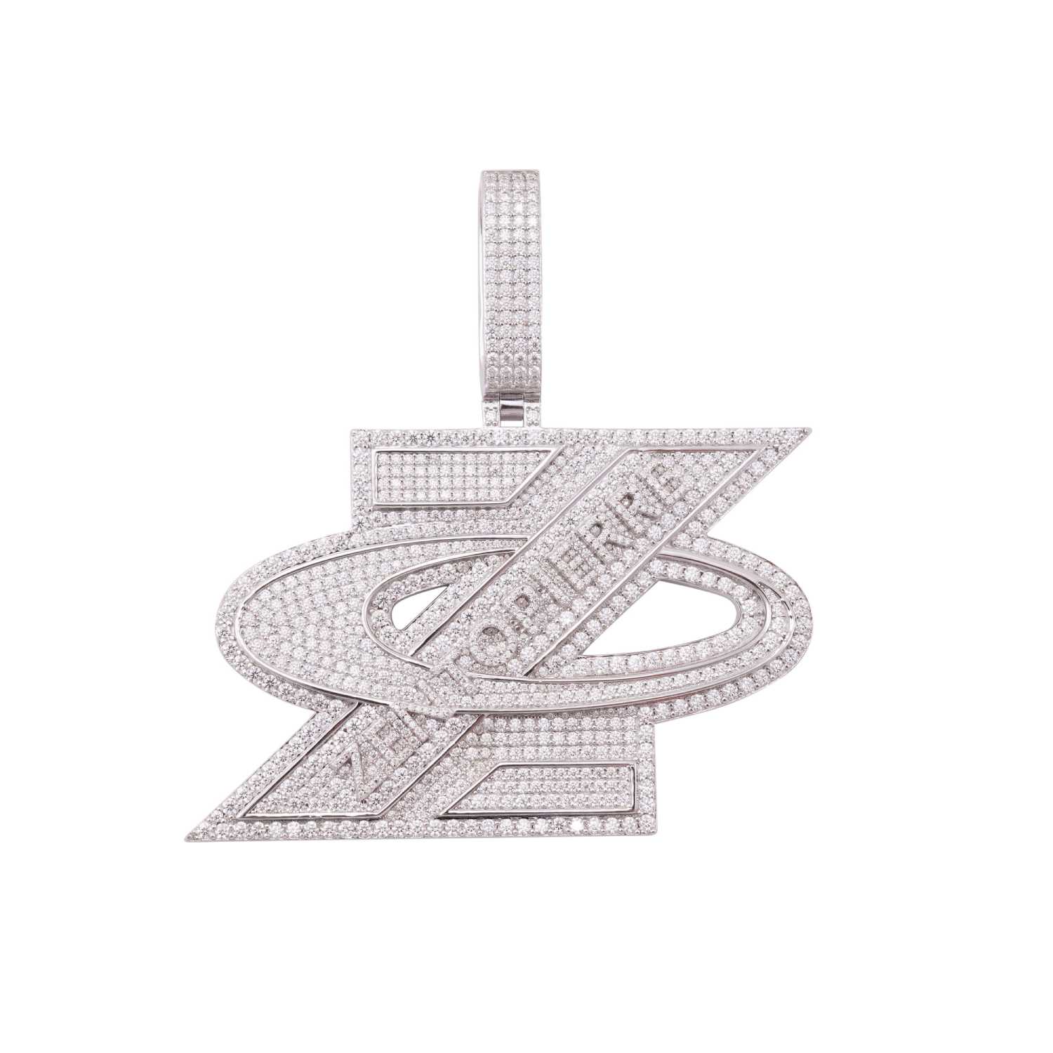 "Z" Custom Moissanite Pendant 14K White Gold - Image 2